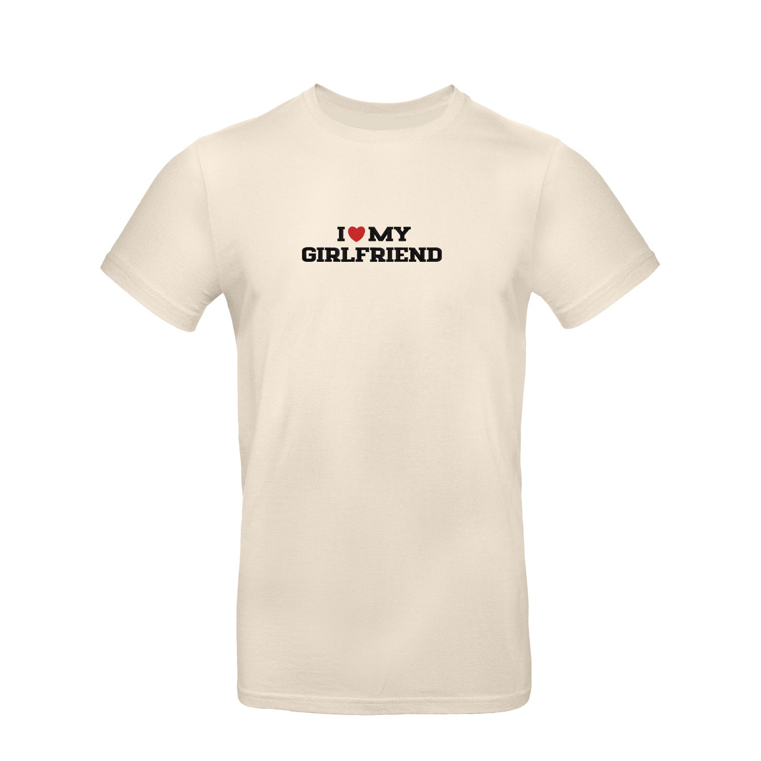 Koszulka I LOVE MY GIRLFRIEND z haftem – unisex, damska lub oversize Haft z radości - nadruki i haft na odzieży Warszawa