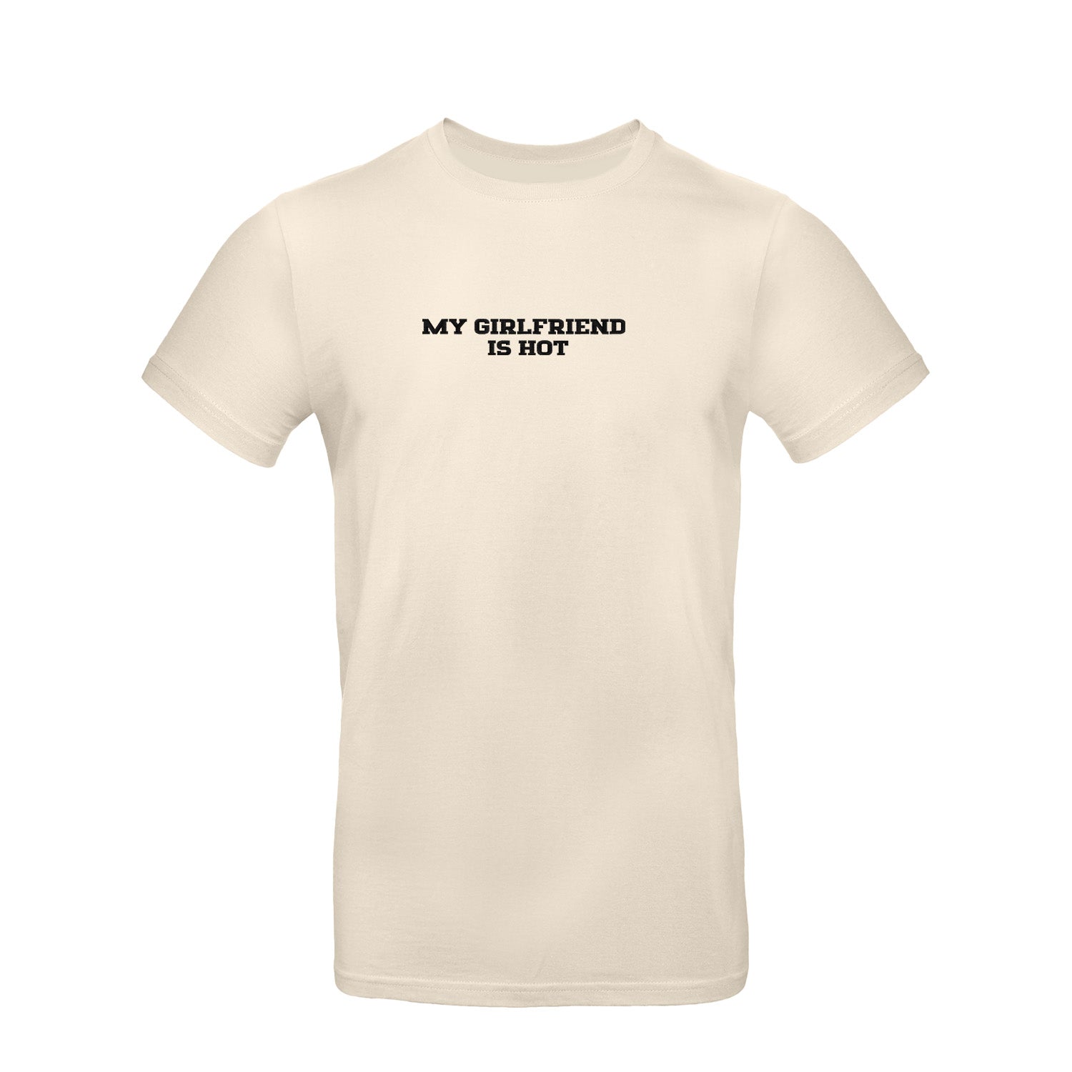 Koszulka z haftem "MY GIRLFRIEND IS HOT" – unisex, damska, oversize Haft z radości - nadruki i haft na odzieży Warszawa