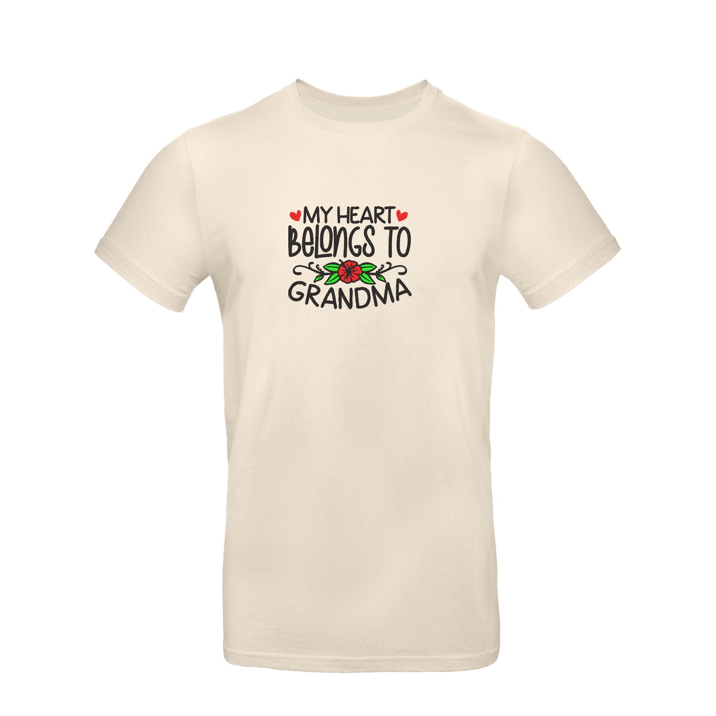 Koszulka My Heart Belongs to Grandma – haftowany prezent dla Babci Haft z radości - nadruki i haft na odzieży Warszawa