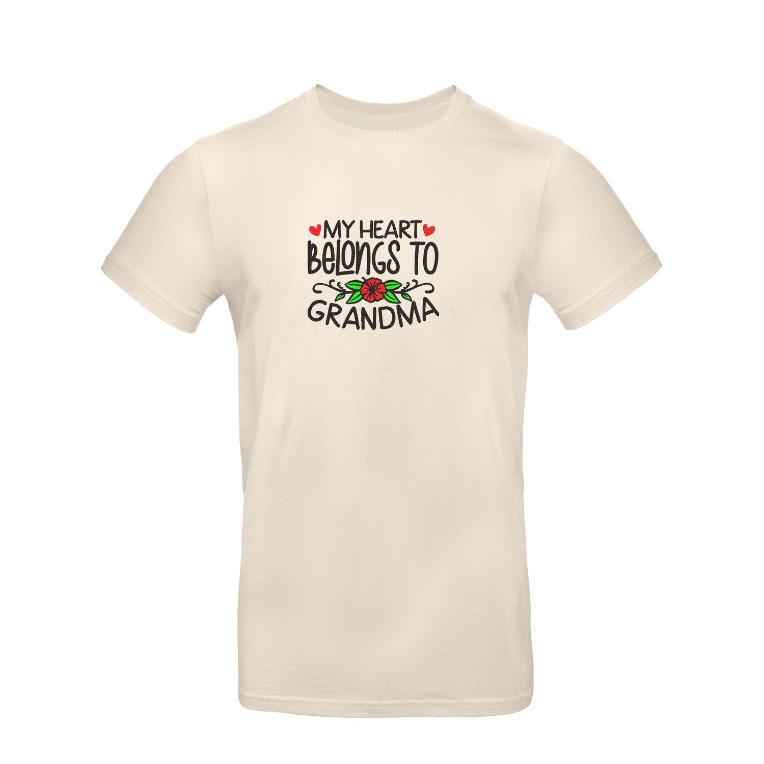 Koszulka My Heart Belongs to Grandma – haftowany prezent dla Babci Haft z radości - nadruki i haft na odzieży Warszawa