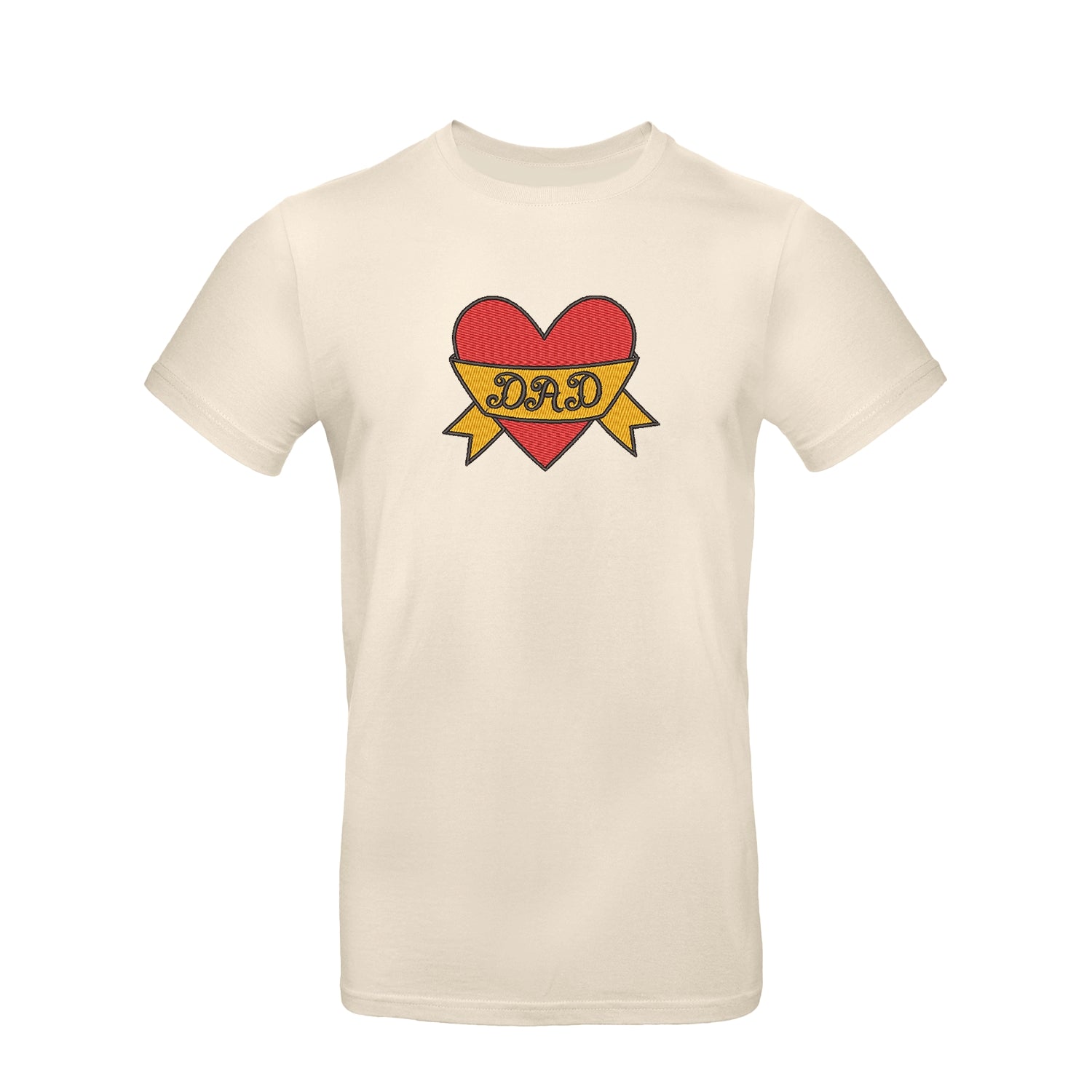 Koszulka unisex "Dad Heart Tattoo" z haftem – klasyczny wzór dla taty z charakterem Haft z radości