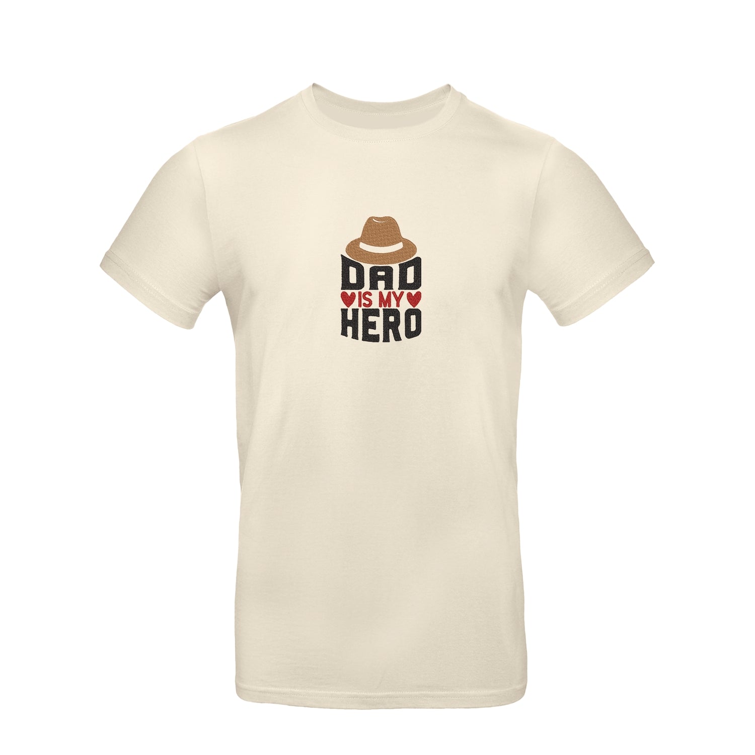 Koszulka unisex "Dad is My Hero" z haftem – prezent dla taty bohatera Haft z radości