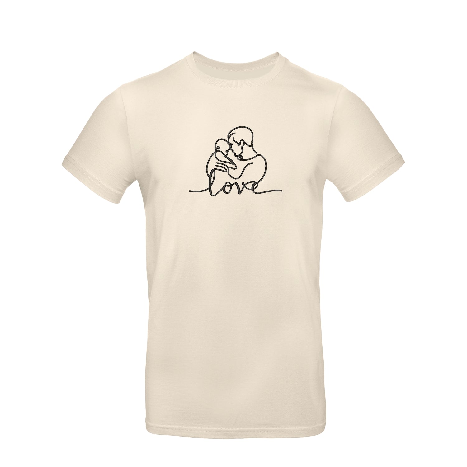 Koszulka unisex LOVE z haftem – Tata z dzieckiem | Prezent dla Taty Haft z radości