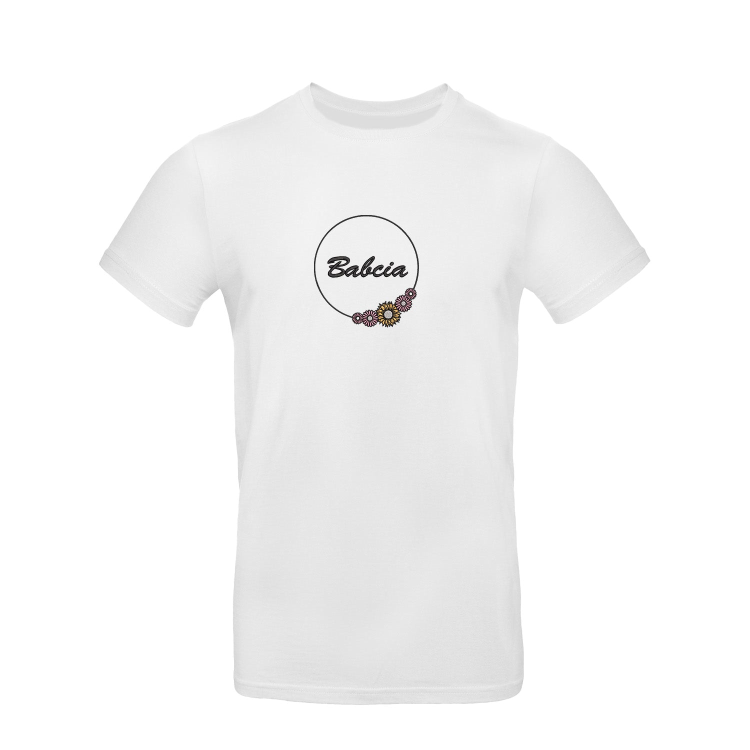 Babcia - koszulka z haftem w kwiatowym stylu dla Babci Haft z radości - nadruki i haft na odzieży Warszawa