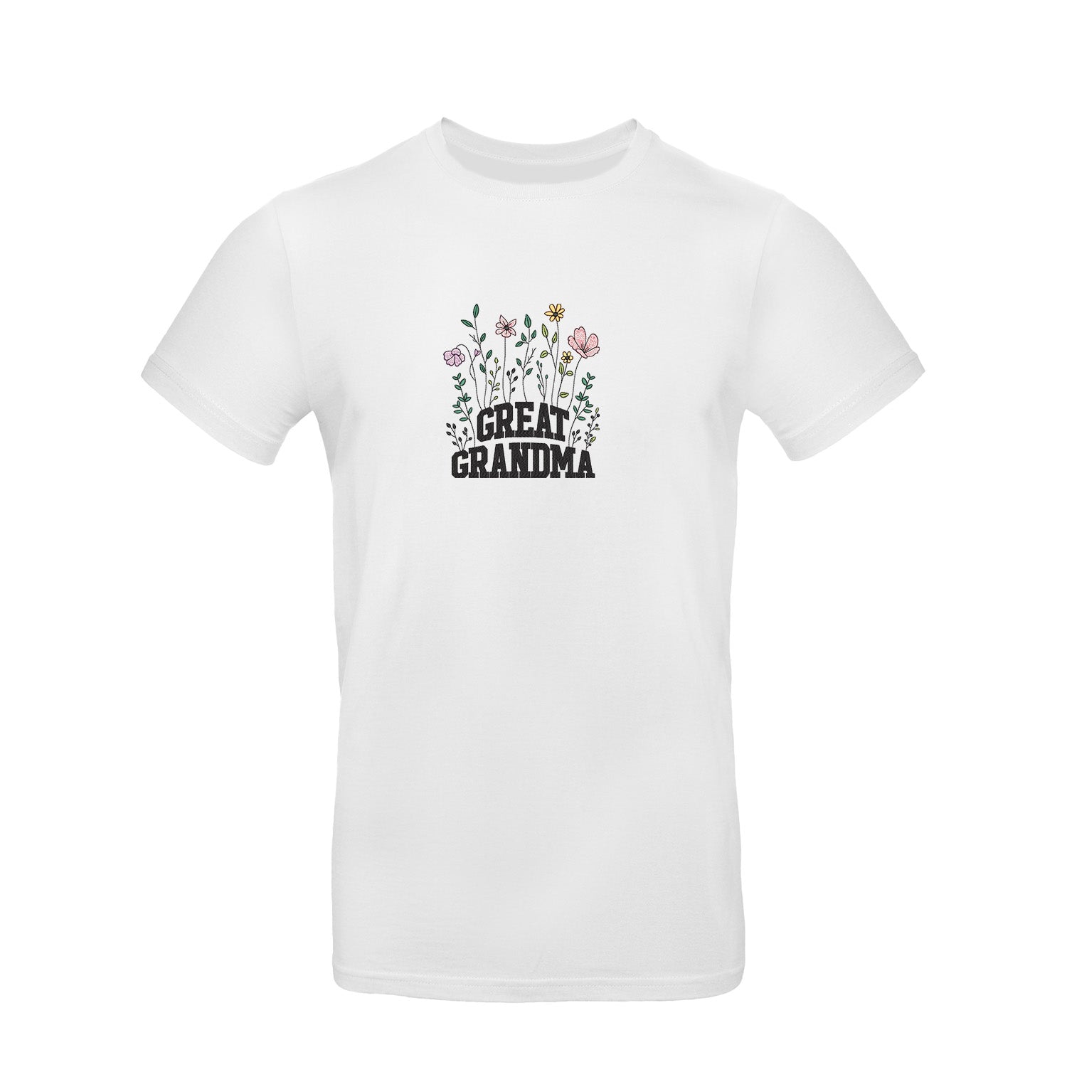 Koszulka Great Grandma – kwiatowy haft, idealny prezent dla prababci Haft z radości - nadruki i haft na odzieży Warszawa