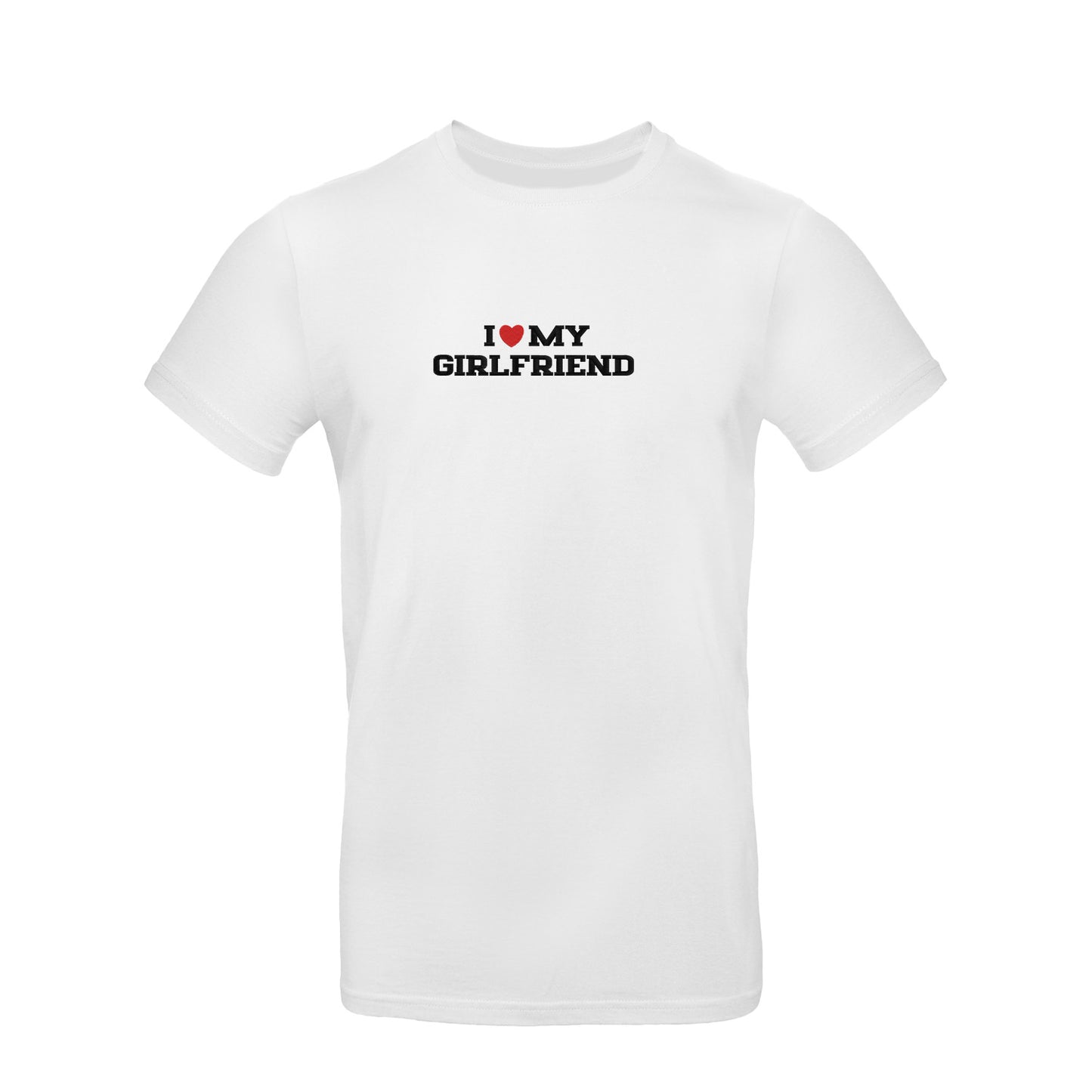 Koszulka I LOVE MY GIRLFRIEND z haftem – unisex, damska lub oversize Haft z radości - nadruki i haft na odzieży Warszawa
