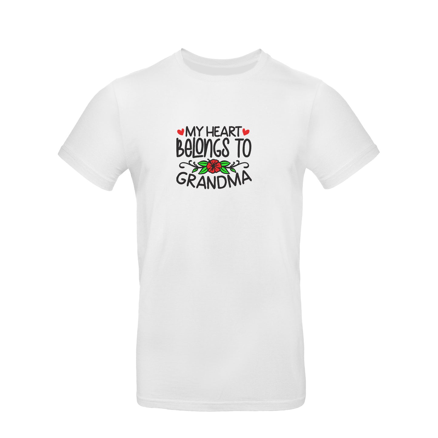 Koszulka My Heart Belongs to Grandma – haftowany prezent dla Babci Haft z radości - nadruki i haft na odzieży Warszawa