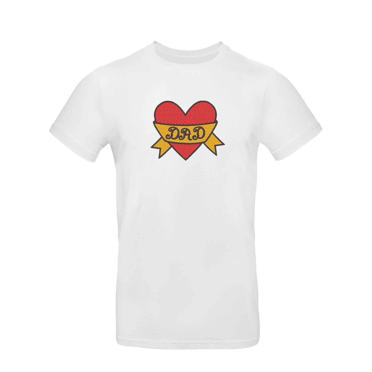 Koszulka unisex "Dad Heart Tattoo" z haftem – klasyczny wzór dla taty z charakterem