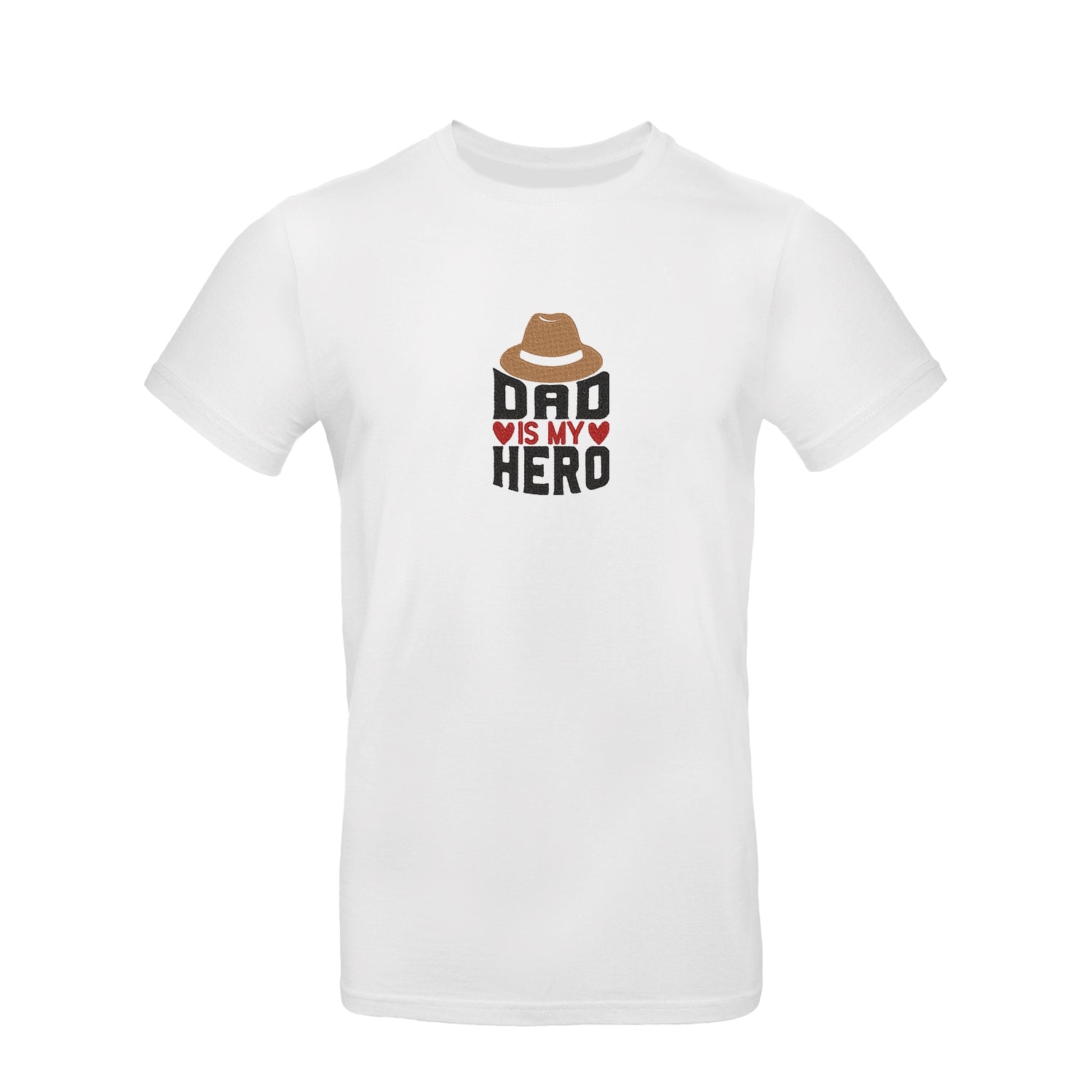 Koszulka unisex "Dad is My Hero" z haftem – prezent dla taty bohatera Haft z radości