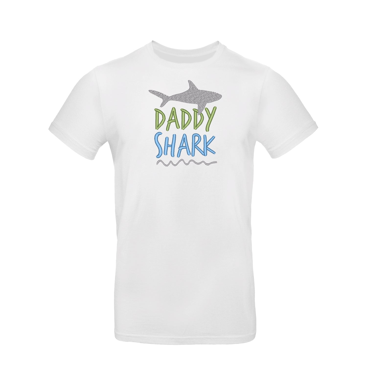 Koszulka unisex "Daddy Shark" z haftem – prezent dla taty z humorem Haft z radości