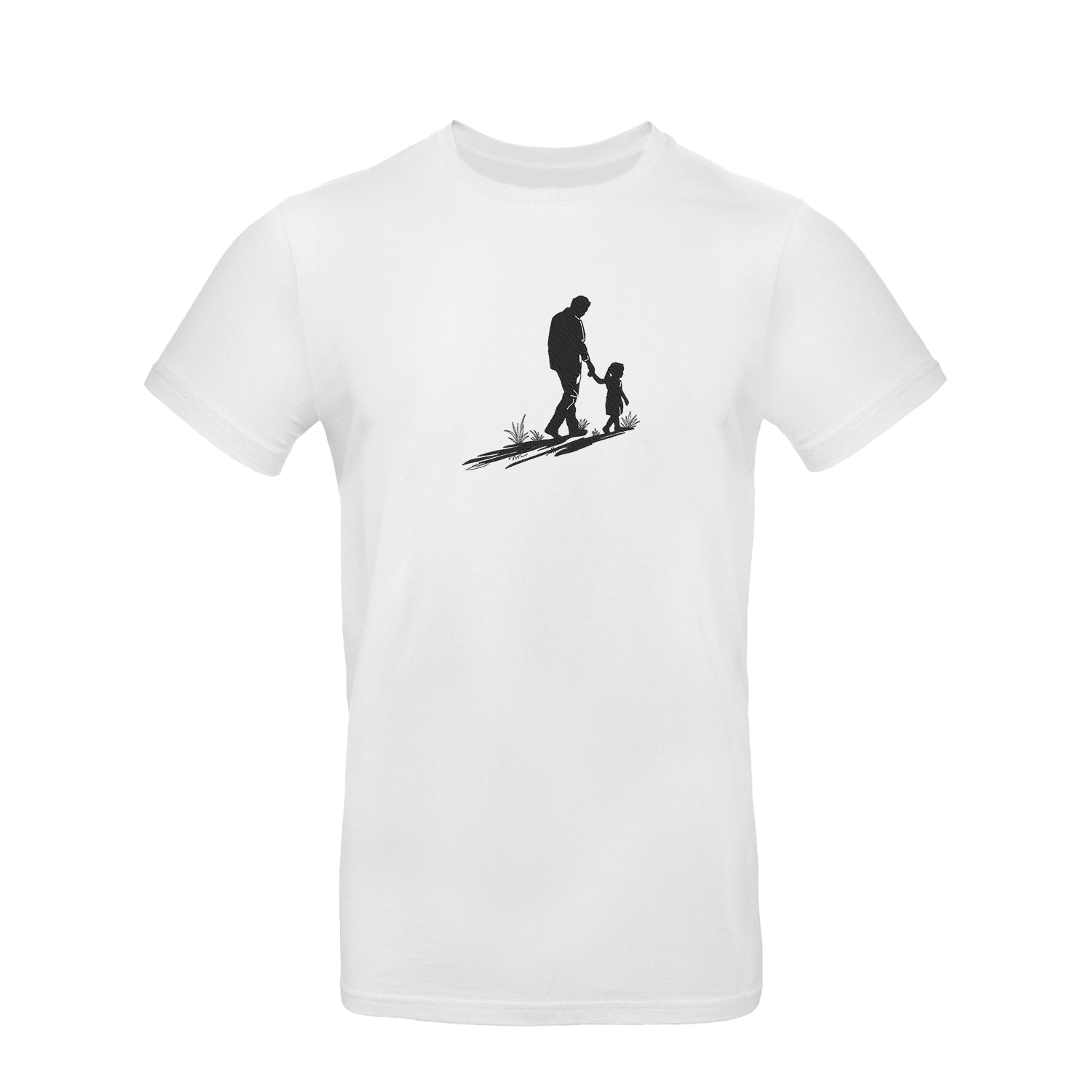 Koszulka unisex z haftem "Father and Daughter Silhouette" – wyjątkowy prezent dla taty Haft z radości