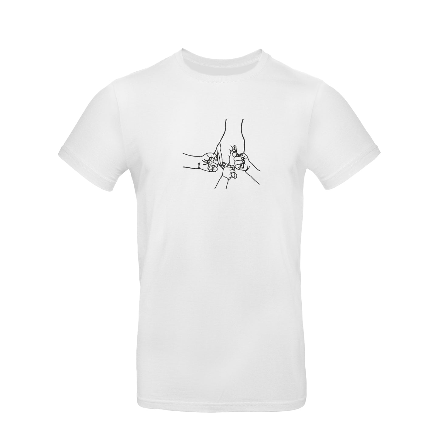 Koszulka unisex z haftem "Father and Three Kids Hands" – dla taty trójki dzieci