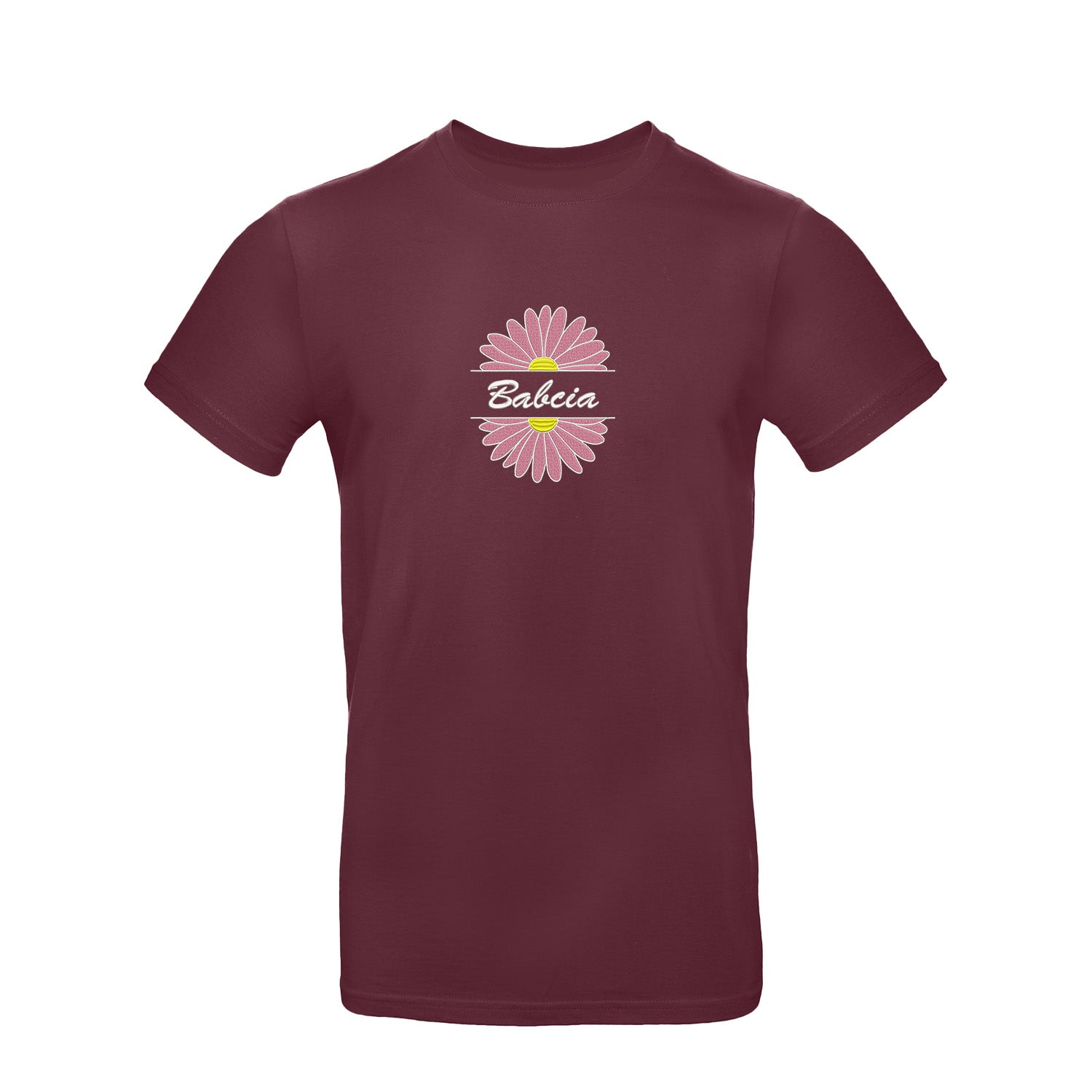 Babcia – koszulka z haftem stokrotki dla Babci Haft z radości - nadruki i haft na odzieży Warszawa