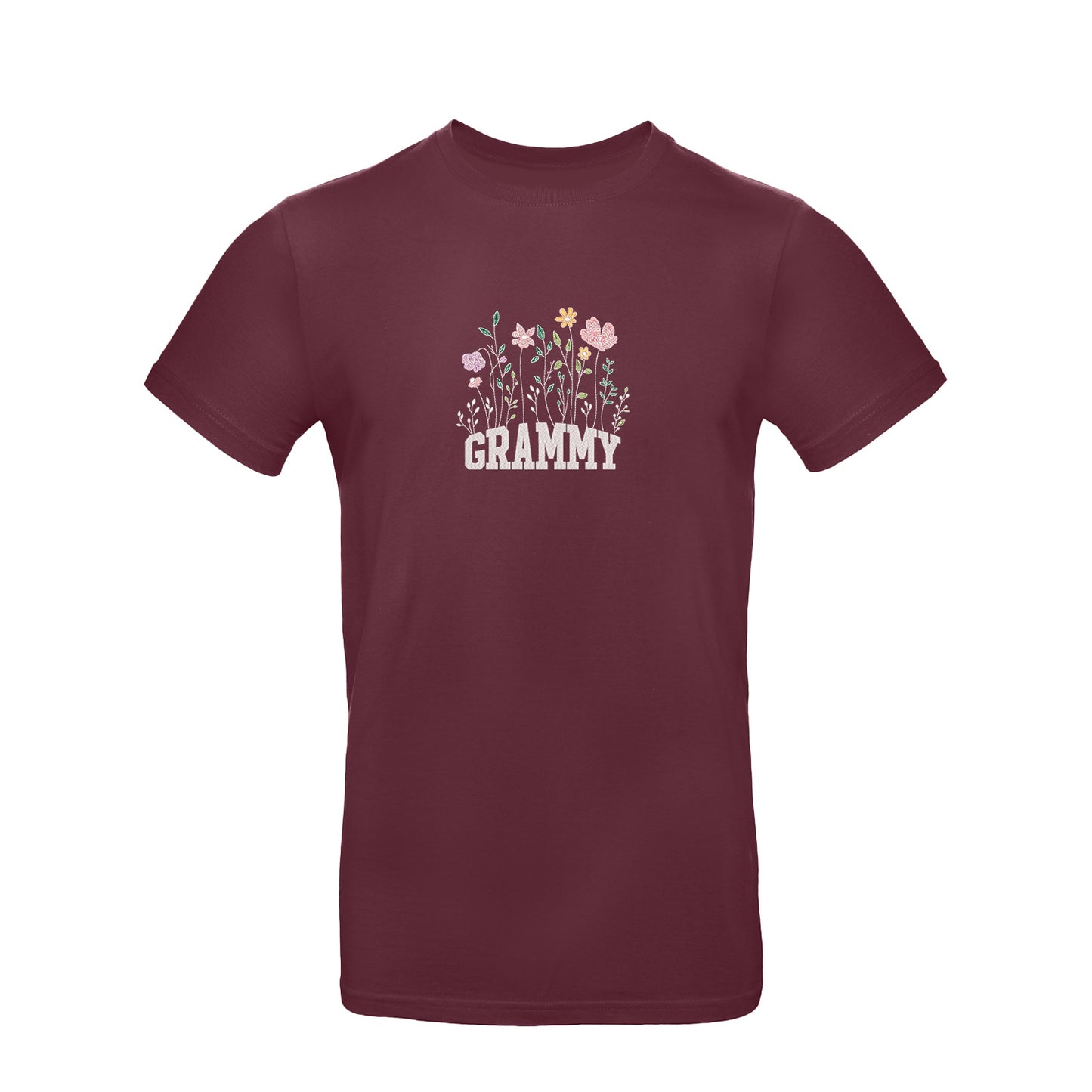 Koszulka z haftem Floral Grammy – kwiatowy prezent dla Babci Haft z radości - nadruki i haft na odzieży Warszawa