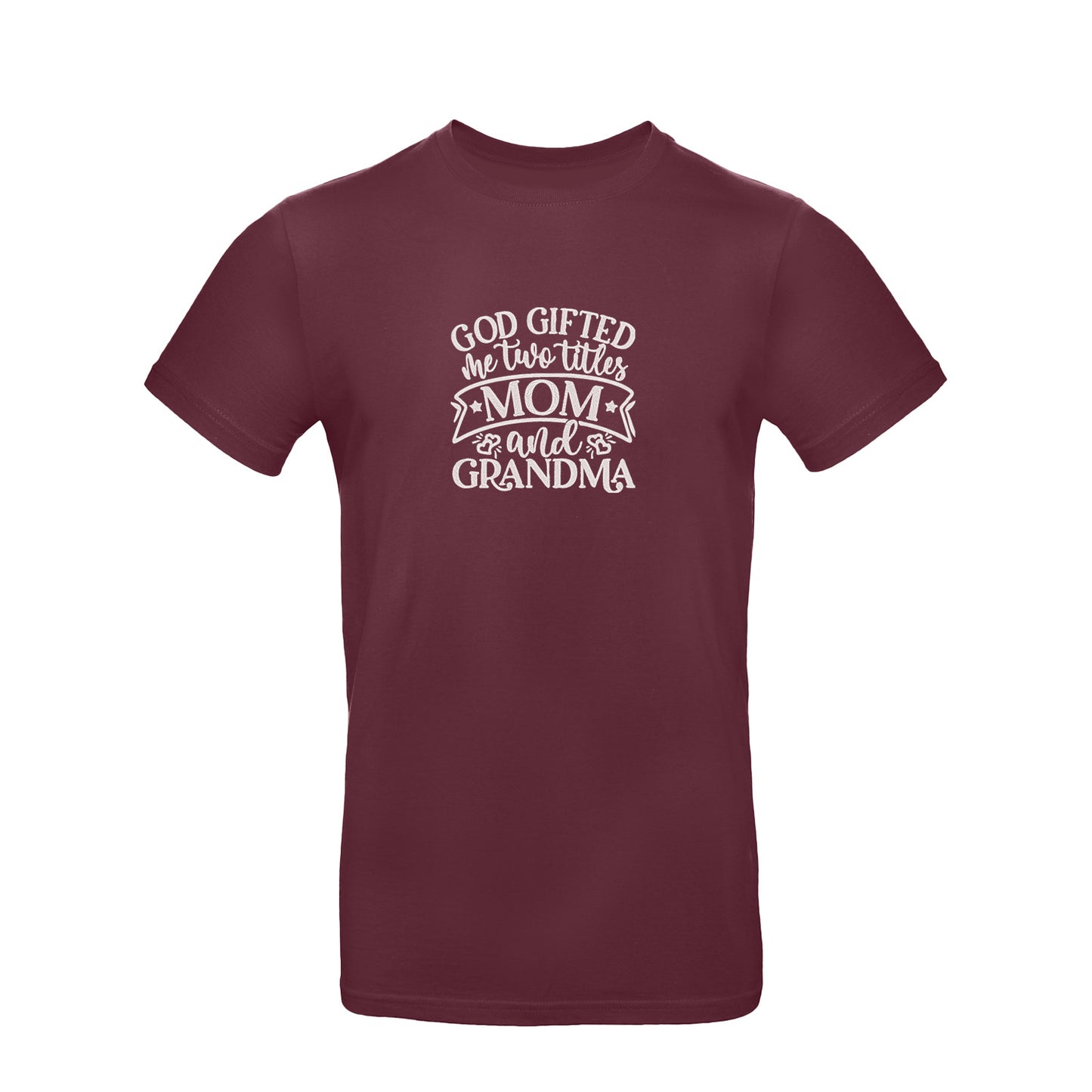 Koszulka God Gifted Me Two Titles – haftowany prezent dla mamy i babci Haft z radości - nadruki i haft na odzieży Warszawa