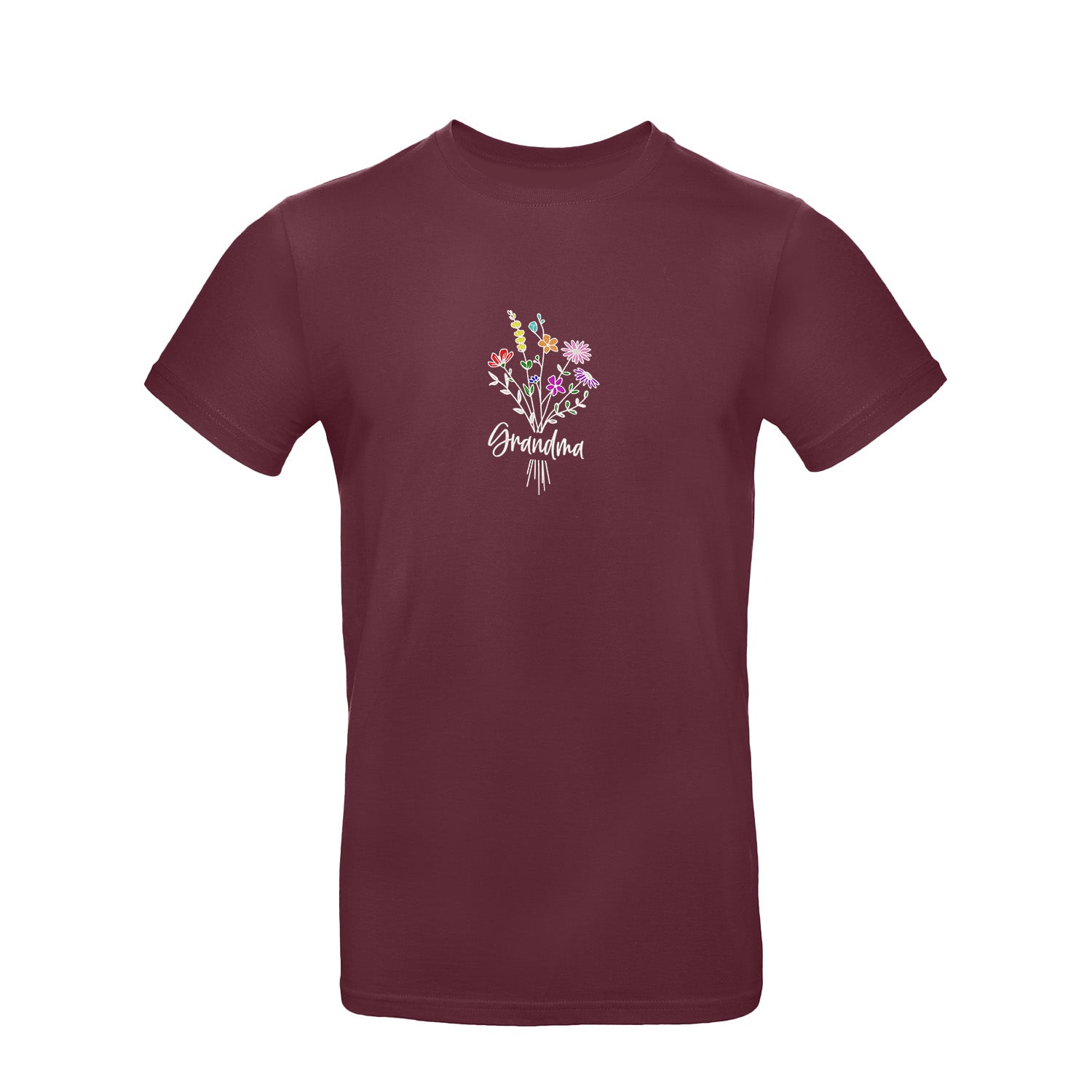 Koszulka Grandma Floral – kwiatowy haft, idealny prezent dla Babci Haft z radości - nadruki i haft na odzieży Warszawa