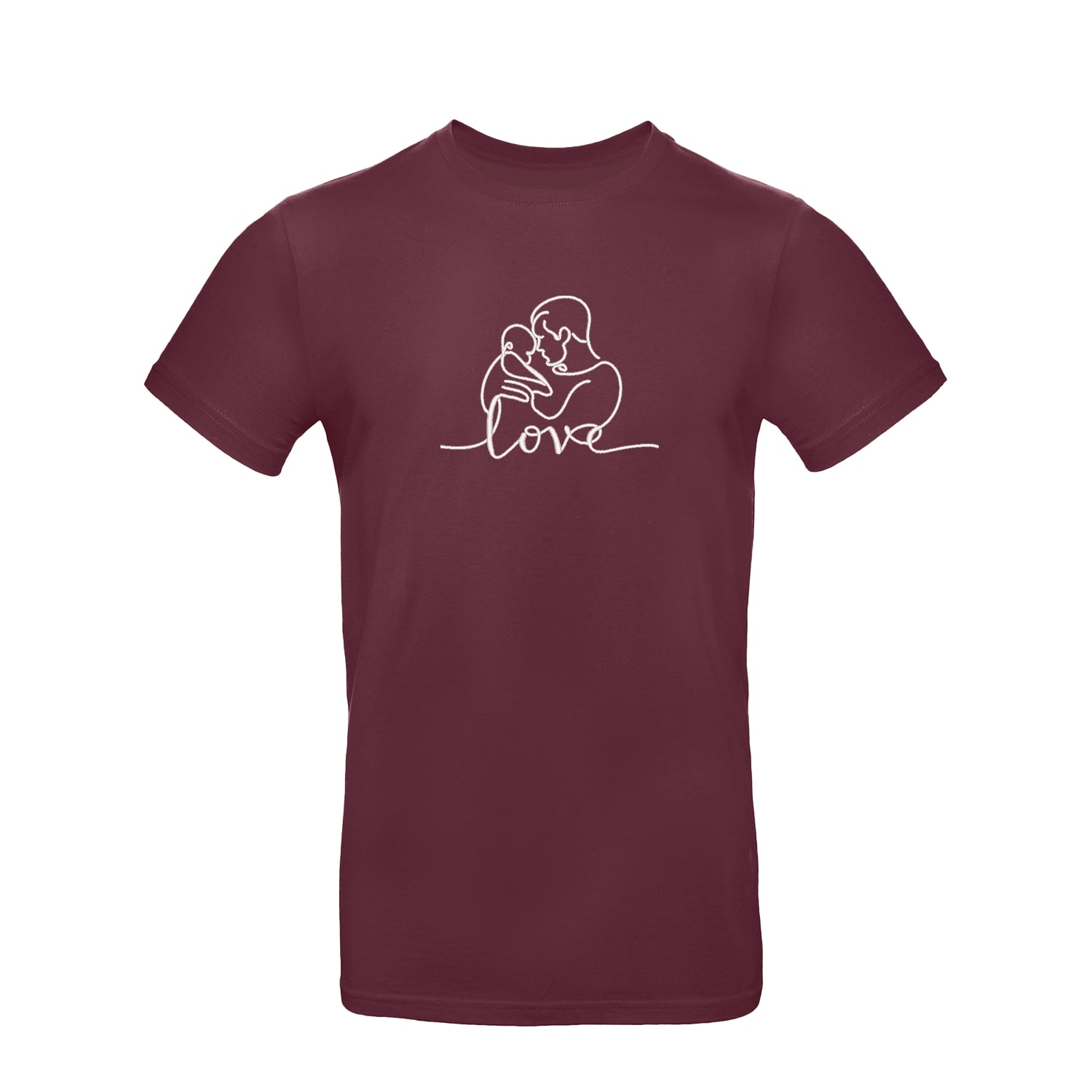 Koszulka unisex LOVE z haftem – Tata z dzieckiem | Prezent dla Taty Haft z radości