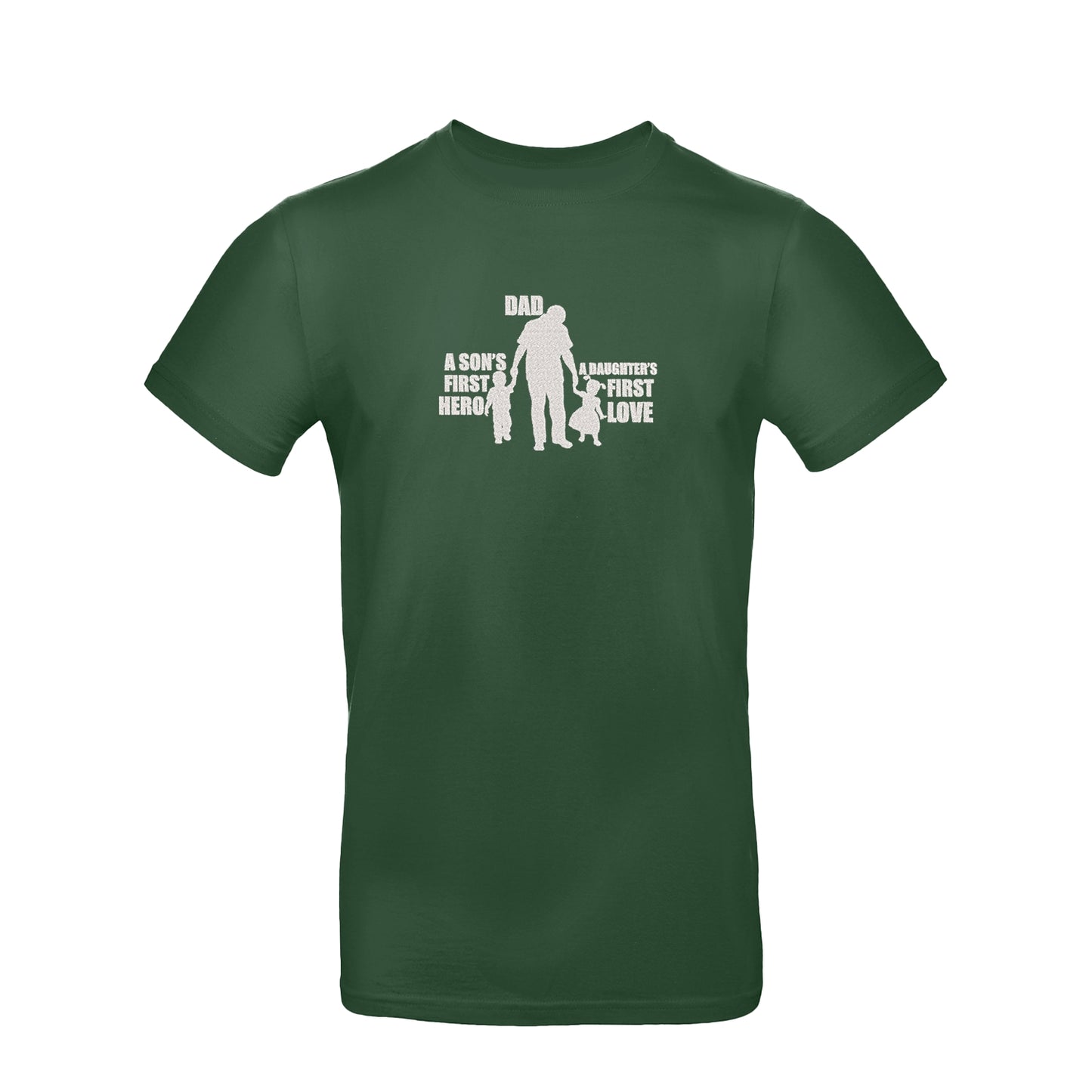 Koszulka unisex z haftem "Dad – A Son's First Hero, A Daughter's First Love"