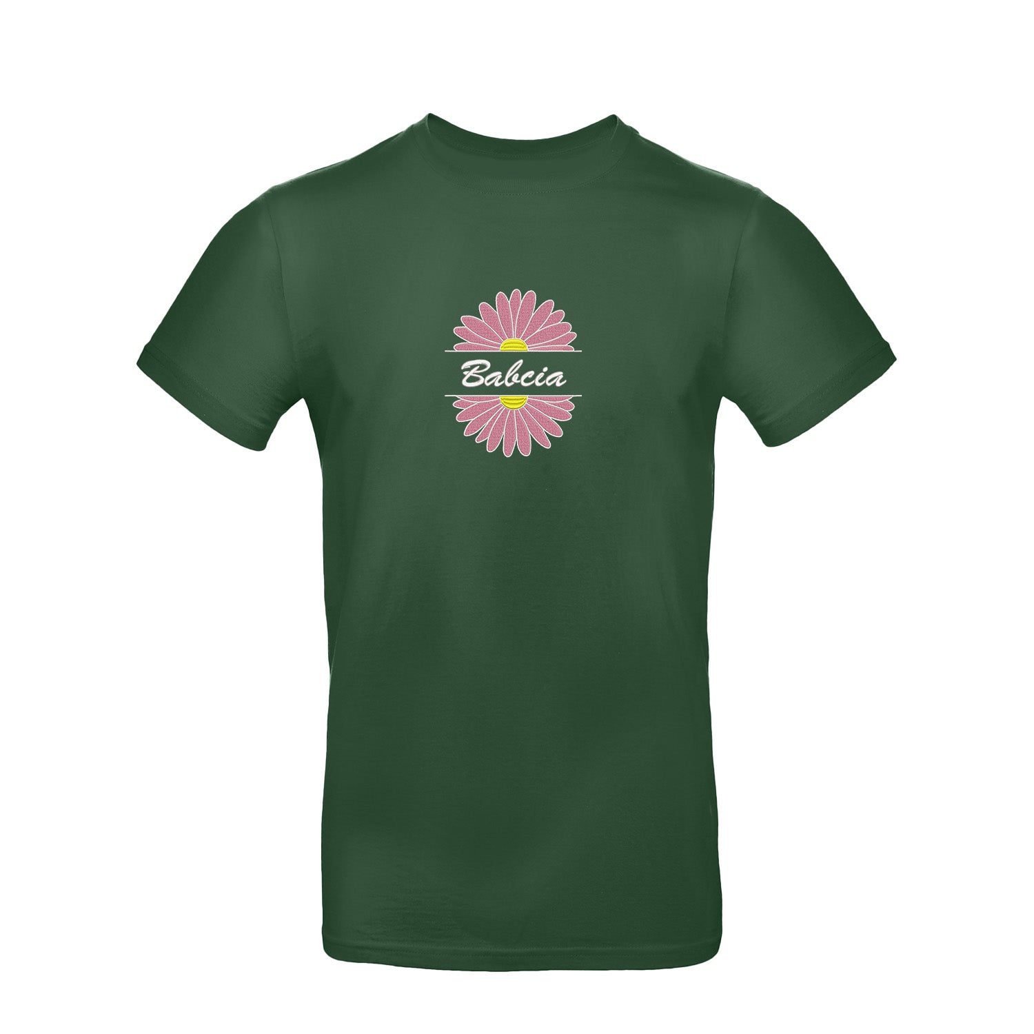 Babcia – koszulka z haftem stokrotki dla Babci Haft z radości - nadruki i haft na odzieży Warszawa