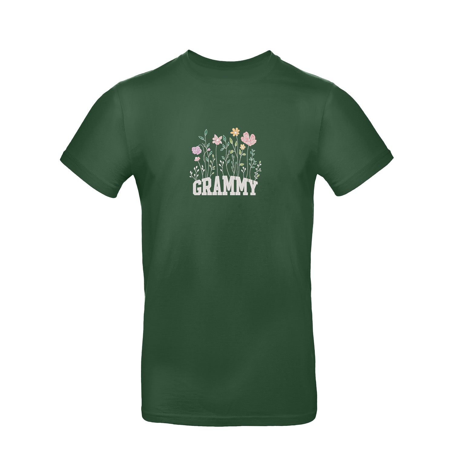 Koszulka z haftem Floral Grammy – kwiatowy prezent dla Babci Haft z radości - nadruki i haft na odzieży Warszawa