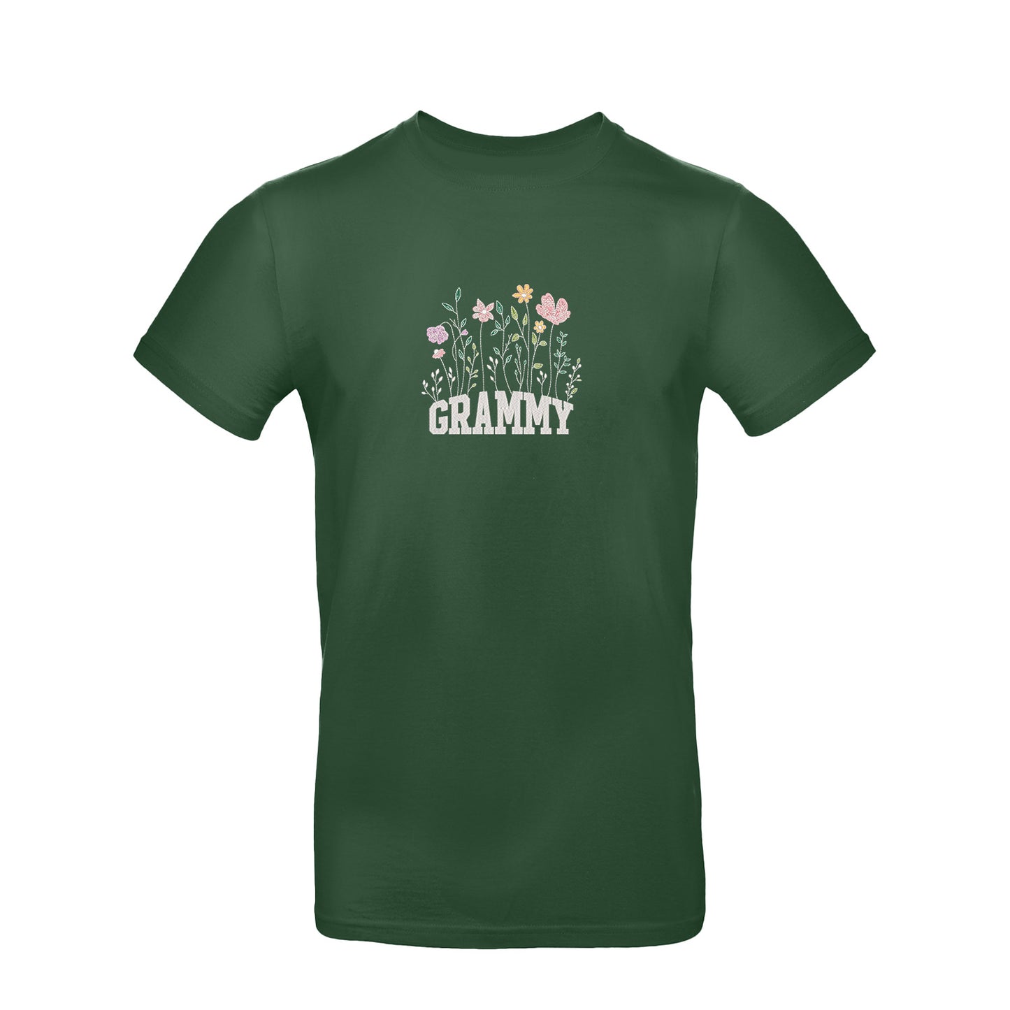Koszulka z haftem Floral Grammy – kwiatowy prezent dla Babci Haft z radości - nadruki i haft na odzieży Warszawa