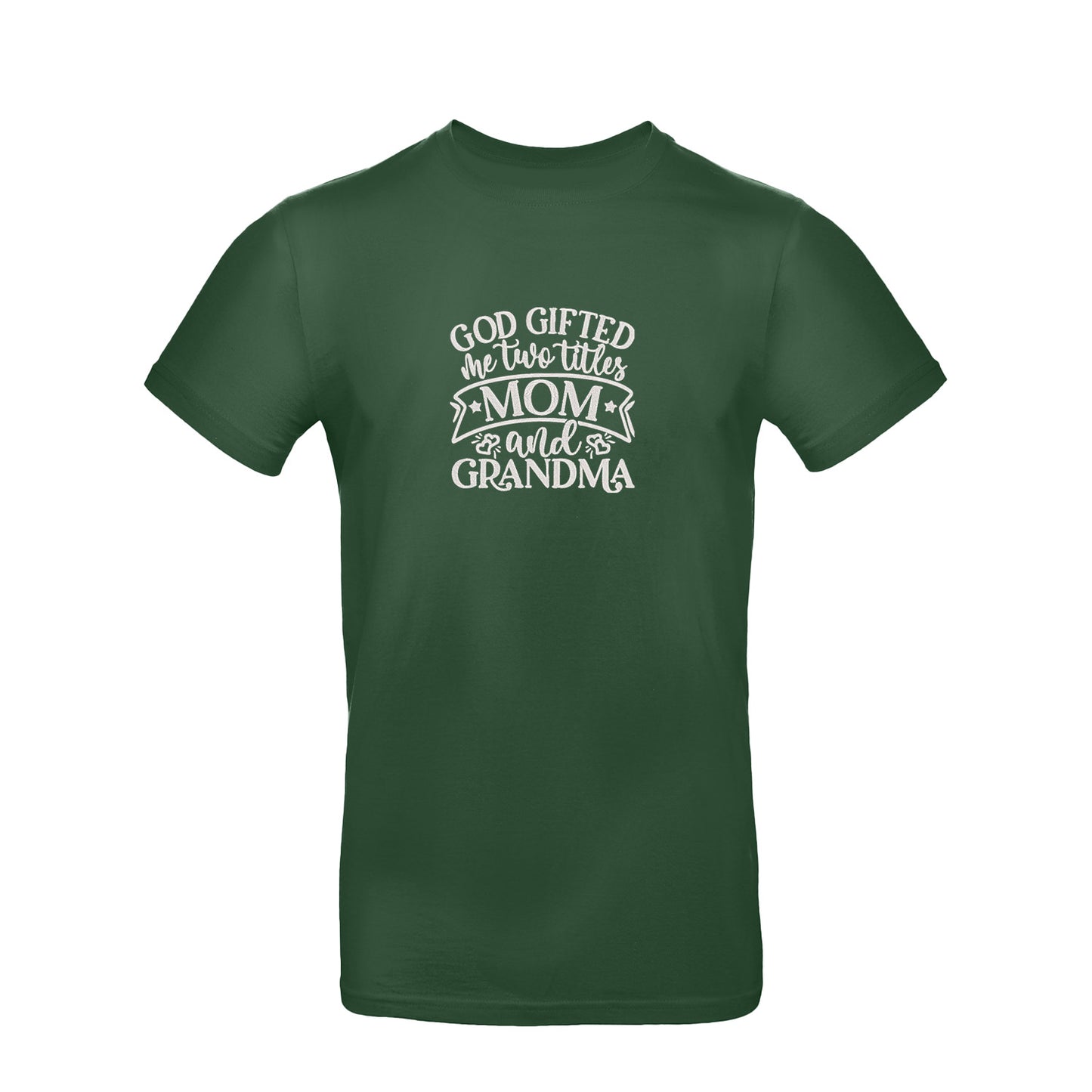 Koszulka God Gifted Me Two Titles – haftowany prezent dla mamy i babci Haft z radości - nadruki i haft na odzieży Warszawa