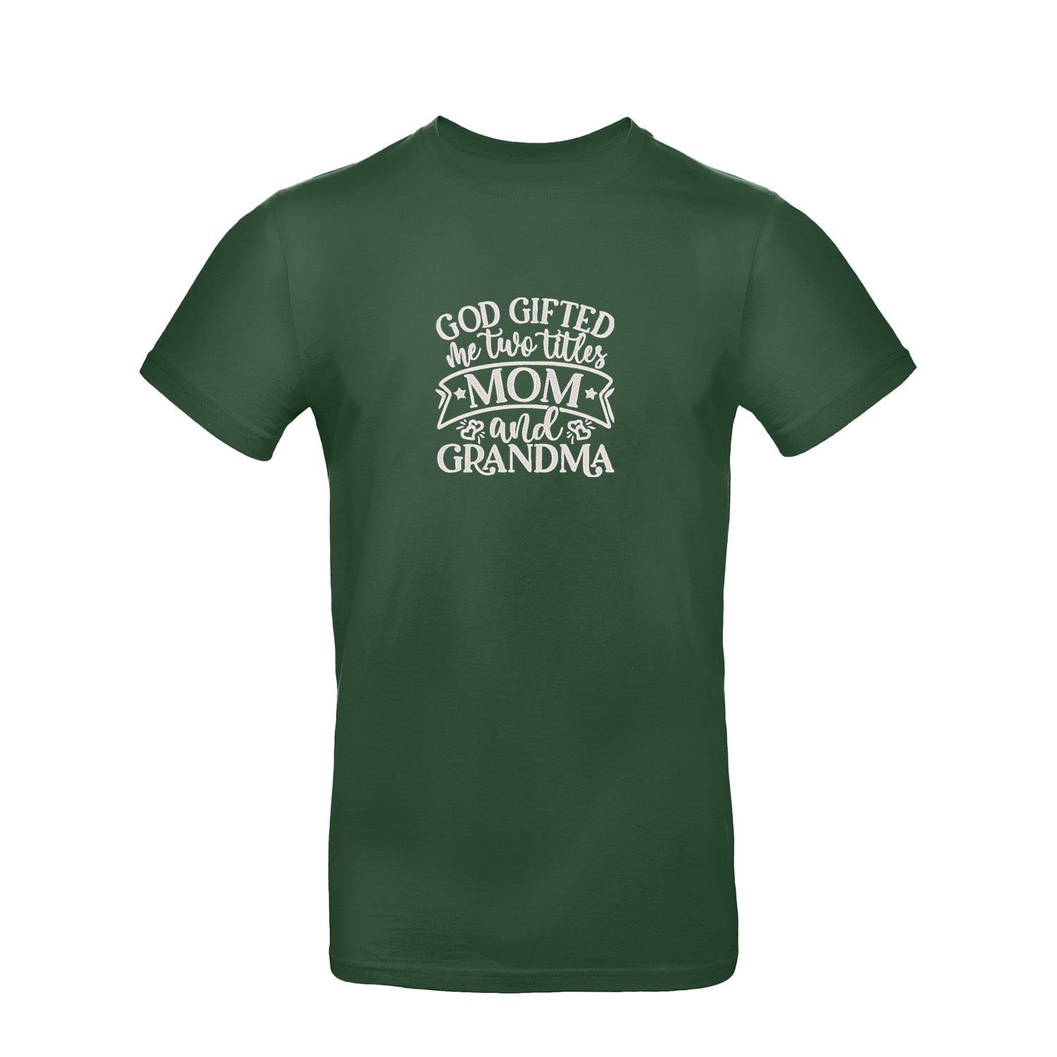 Koszulka God Gifted Me Two Titles – haftowany prezent dla mamy i babci Haft z radości - nadruki i haft na odzieży Warszawa