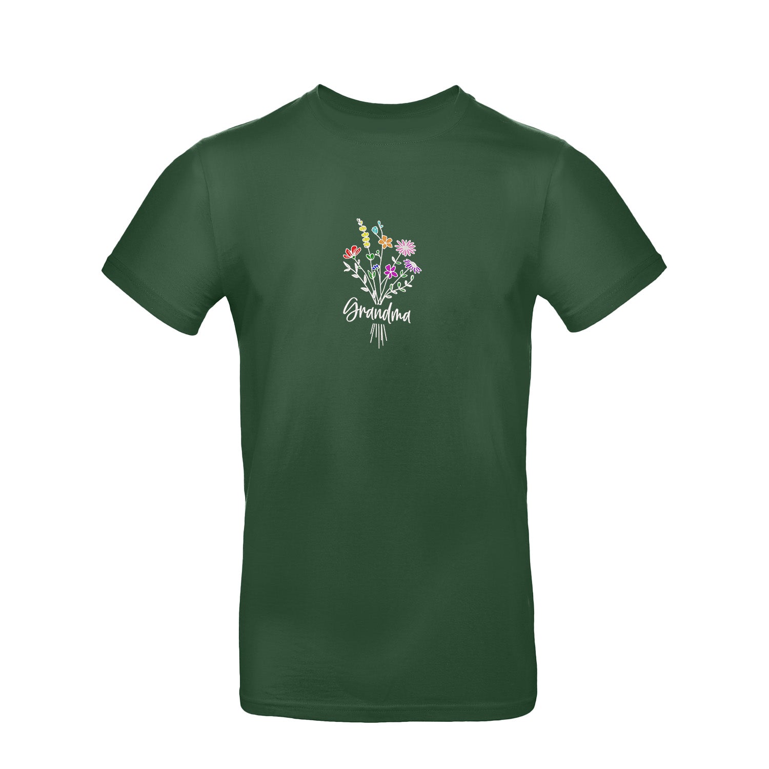 Koszulka Grandma Floral – kwiatowy haft, idealny prezent dla Babci Haft z radości - nadruki i haft na odzieży Warszawa