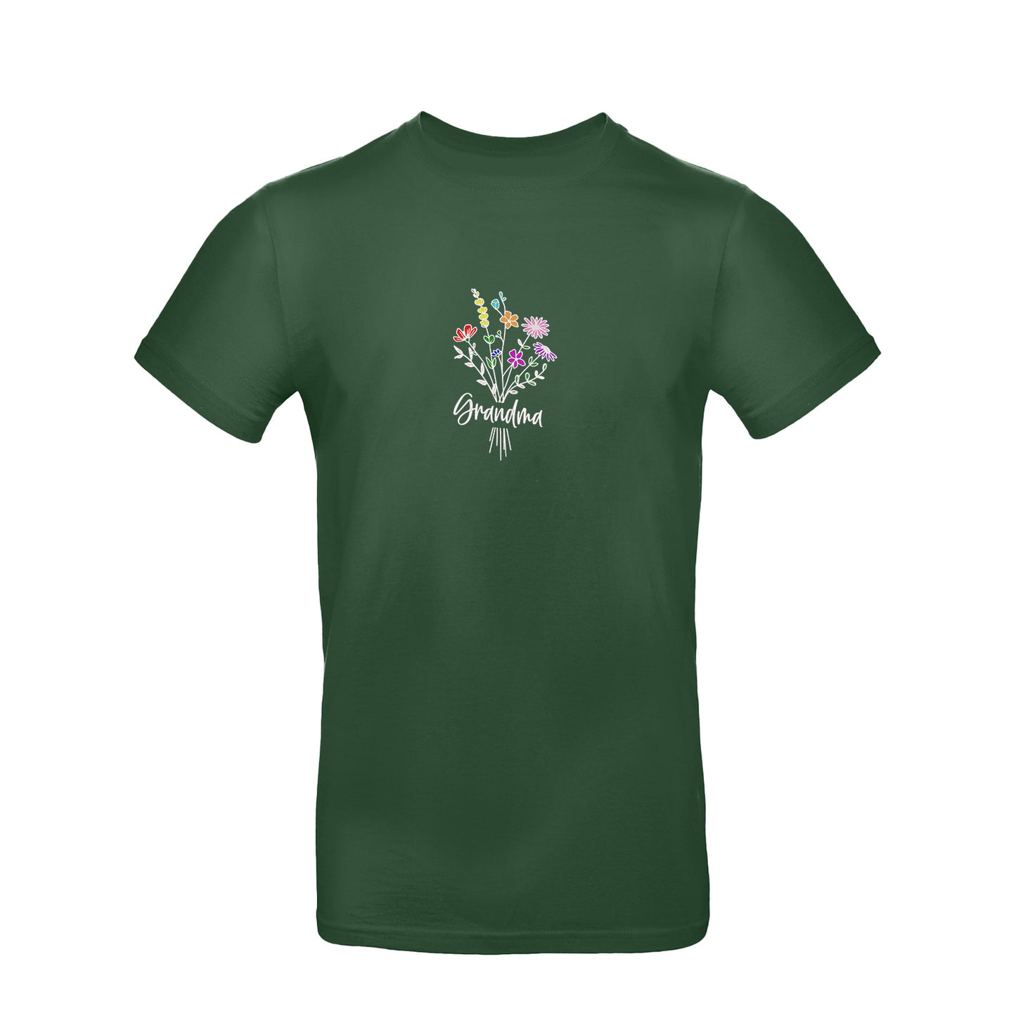 Koszulka Grandma Floral – kwiatowy haft, idealny prezent dla Babci Haft z radości - nadruki i haft na odzieży Warszawa