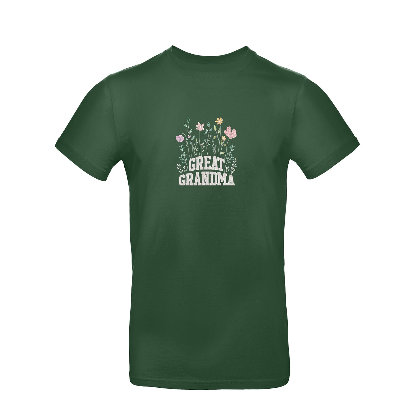 Koszulka Great Grandma – kwiatowy haft, idealny prezent dla prababci Haft z radości - nadruki i haft na odzieży Warszawa