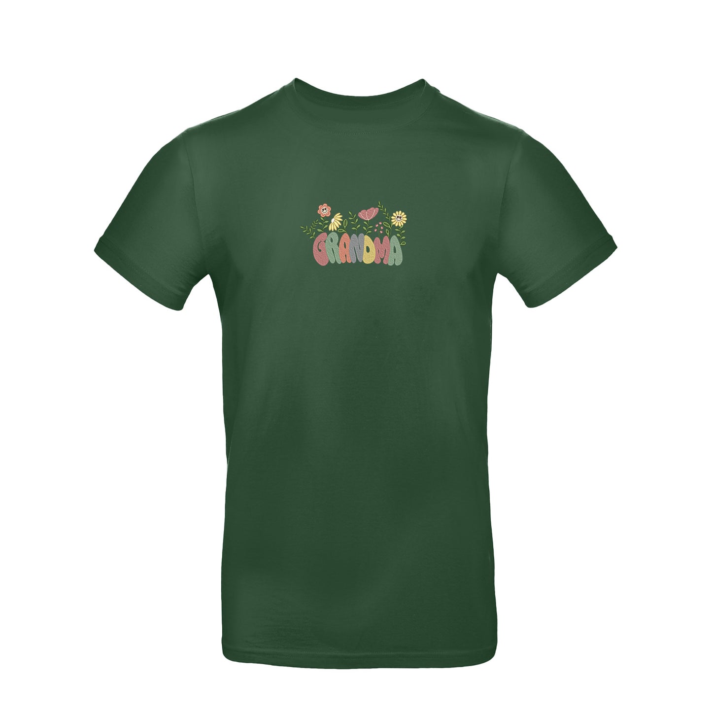 Koszulka Groovy Grandma Flower – kolorowy haft dla Babci Haft z radości - nadruki i haft na odzieży Warszawa