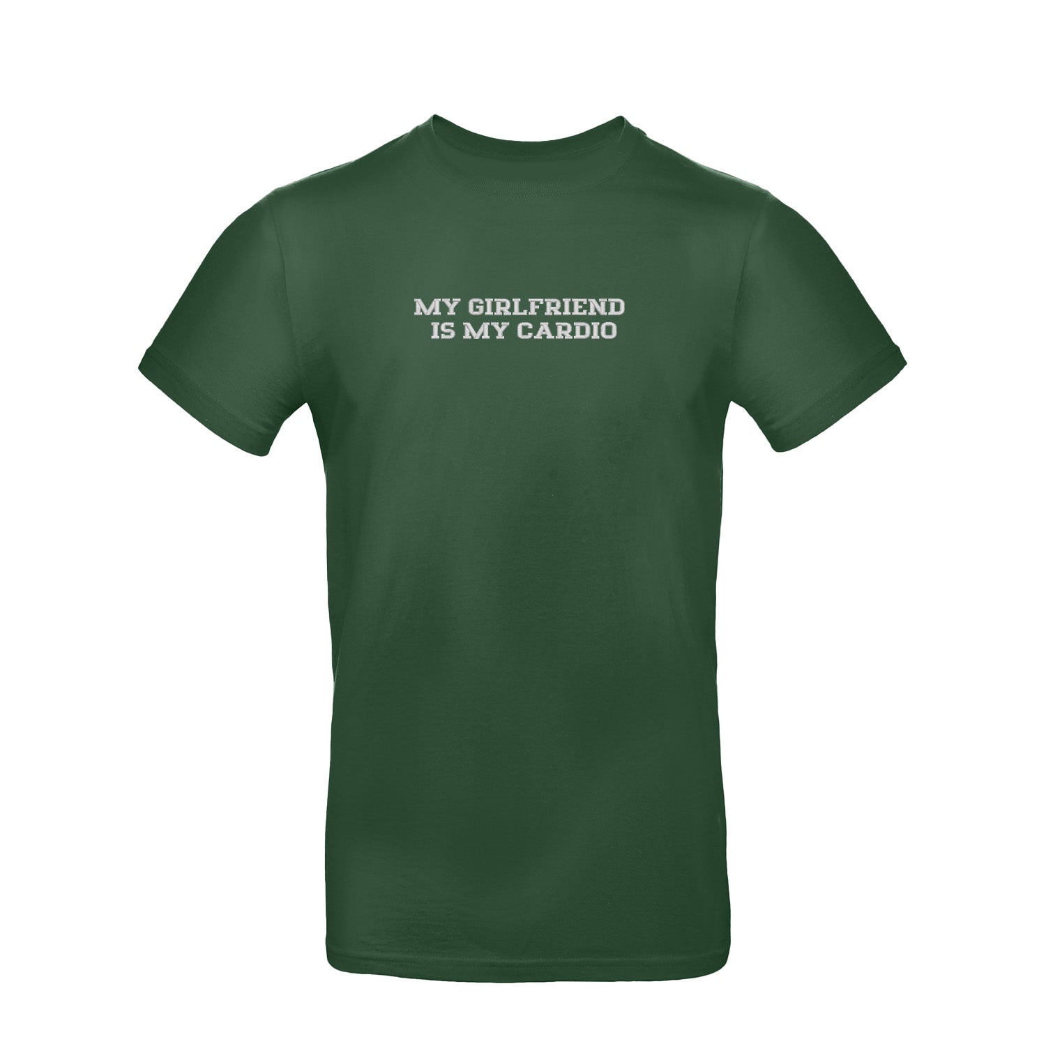 Koszulka z haftem "MY GIRLFRIEND IS MY CARDIO" – romantyczna, zabawna i trwała Haft z radości - nadruki i haft na odzieży Warszawa