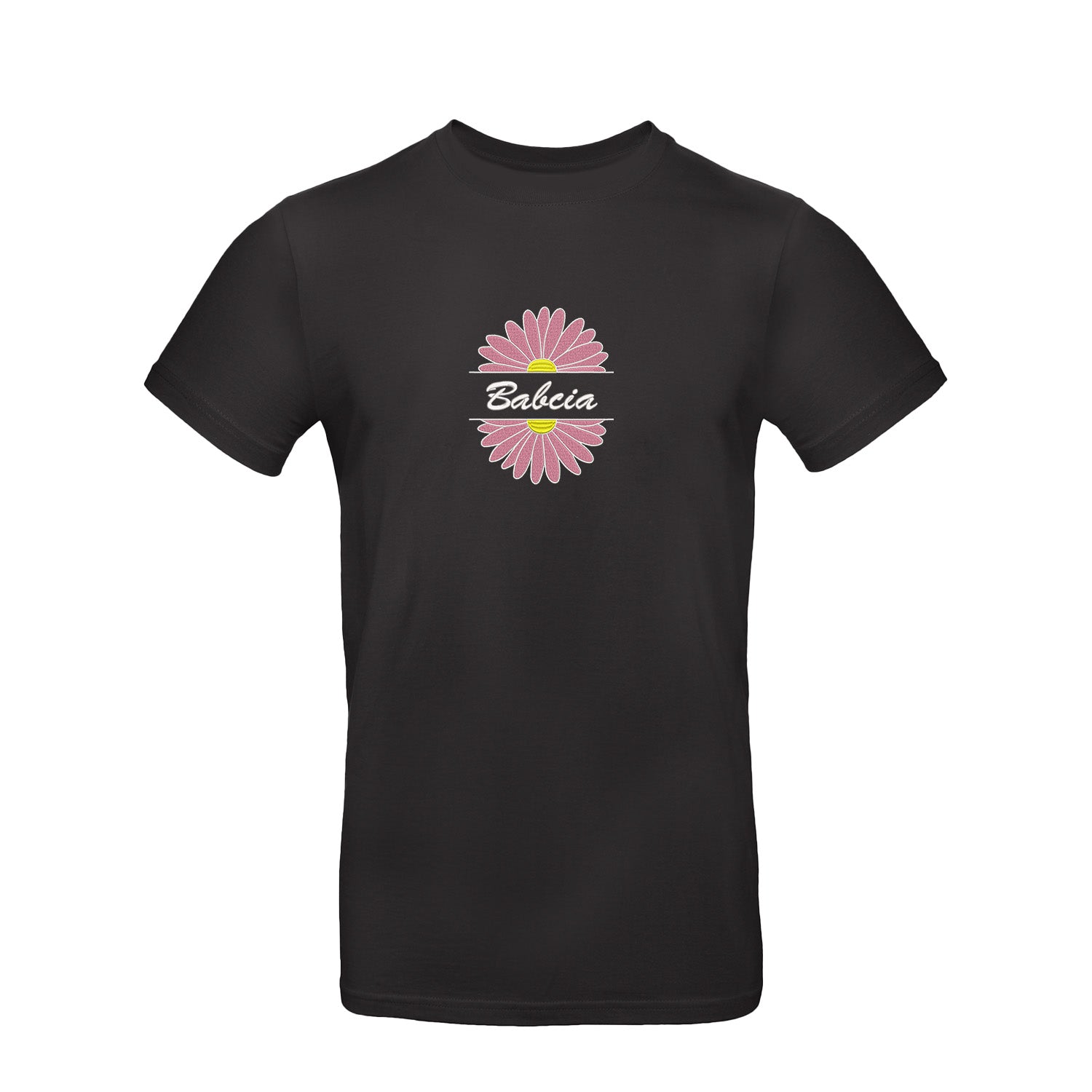 Babcia – koszulka z haftem stokrotki dla Babci Haft z radości - nadruki i haft na odzieży Warszawa