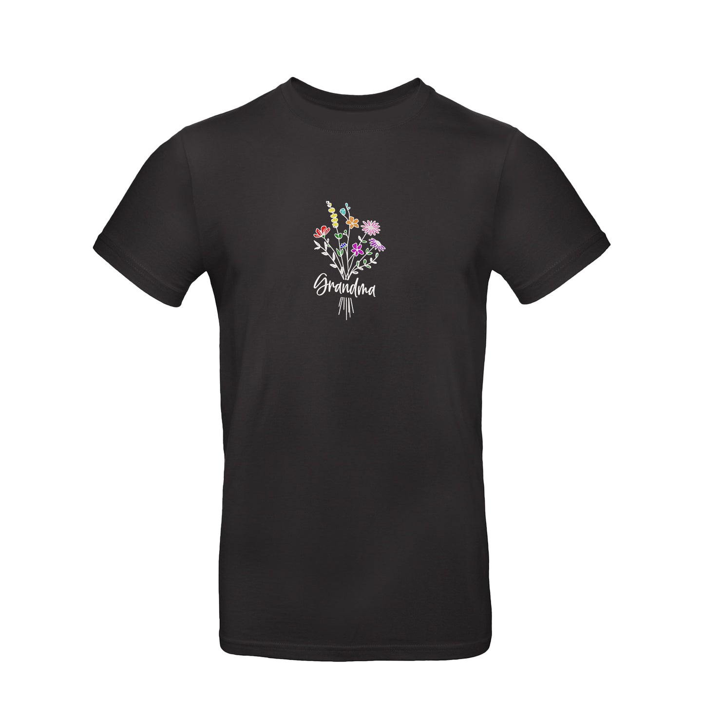 Koszulka Grandma Floral – kwiatowy haft, idealny prezent dla Babci Haft z radości - nadruki i haft na odzieży Warszawa
