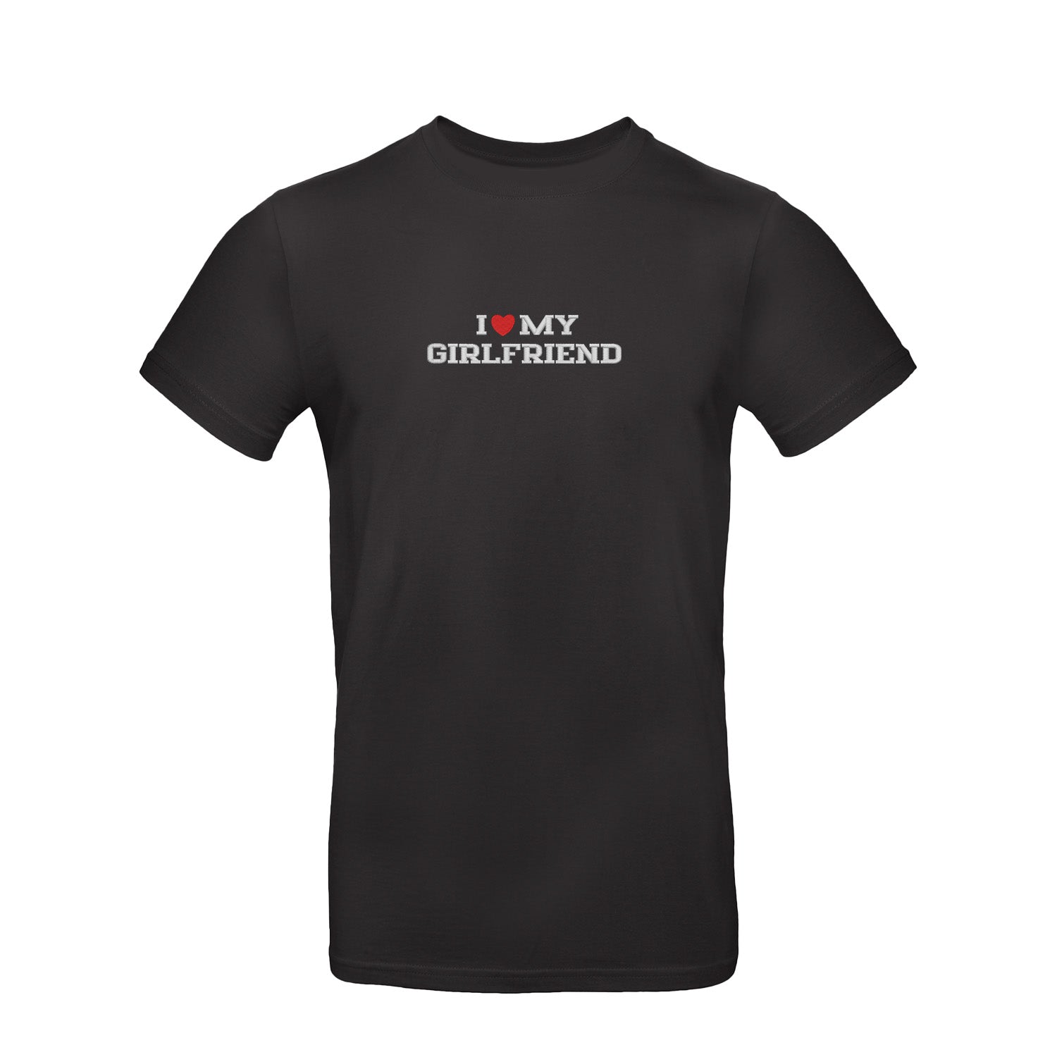 Koszulka I LOVE MY GIRLFRIEND z haftem – unisex, damska lub oversize Haft z radości - nadruki i haft na odzieży Warszawa