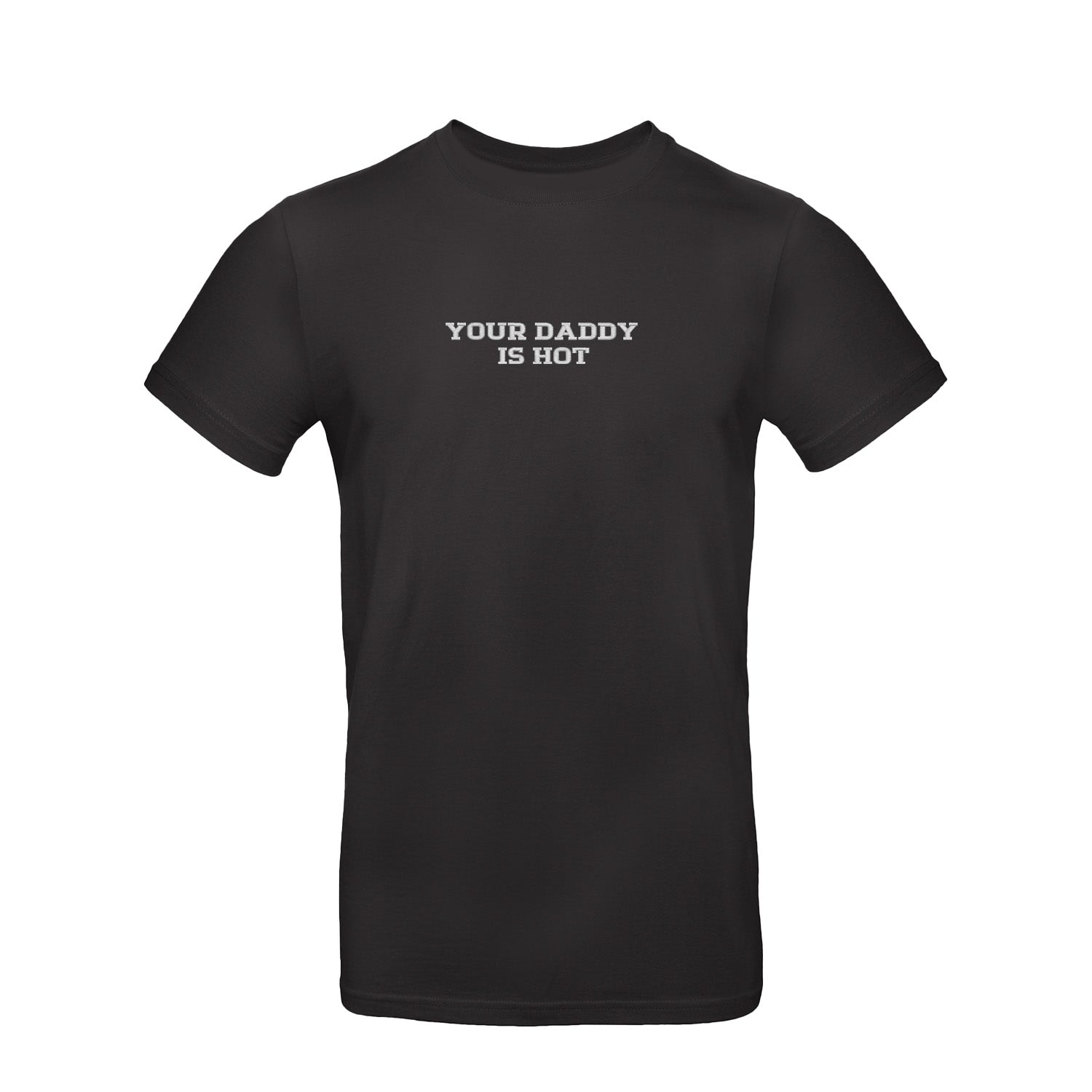 Koszulka z haftem "YOUR DADDY IS HOT" – unisex, damska, oversize Haft z radości - nadruki i haft na odzieży Warszawa