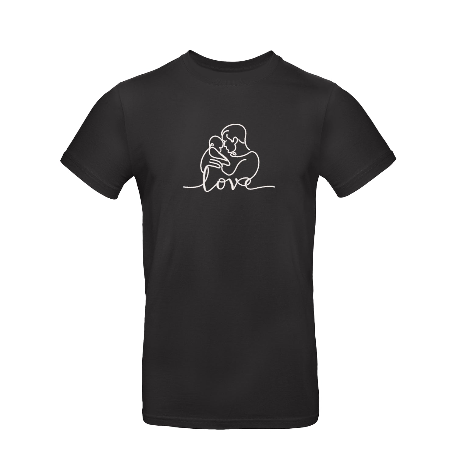 Koszulka unisex LOVE z haftem – Tata z dzieckiem | Prezent dla Taty Haft z radości