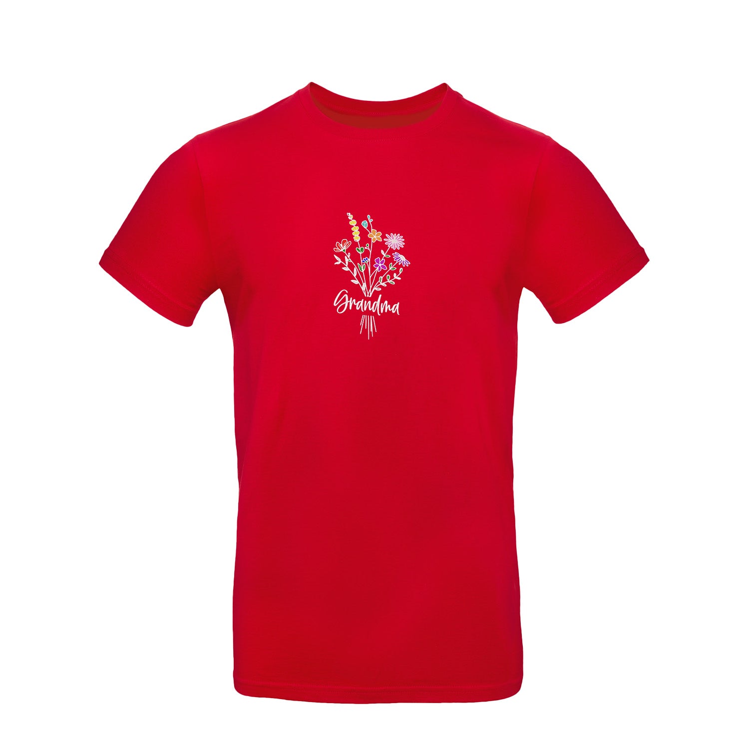 Koszulka Grandma Floral – kwiatowy haft, idealny prezent dla Babci Haft z radości - nadruki i haft na odzieży Warszawa
