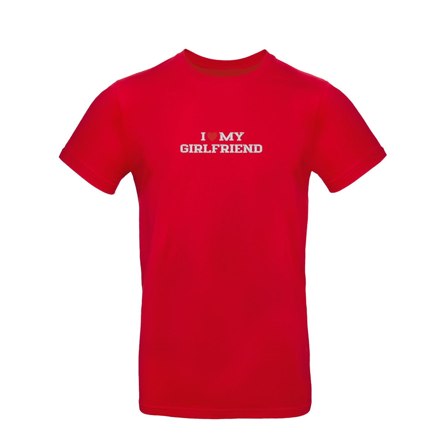 Koszulka I LOVE MY GIRLFRIEND z haftem – unisex, damska lub oversize Haft z radości - nadruki i haft na odzieży Warszawa