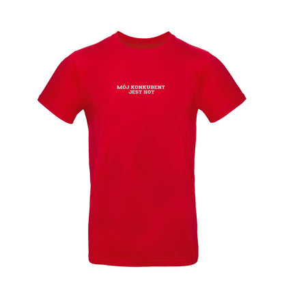 Koszulka z haftem "MÓJ KONKUBENT JEST HOT" – unisex, damska, oversize Haft z radości - nadruki i haft na odzieży Warszawa