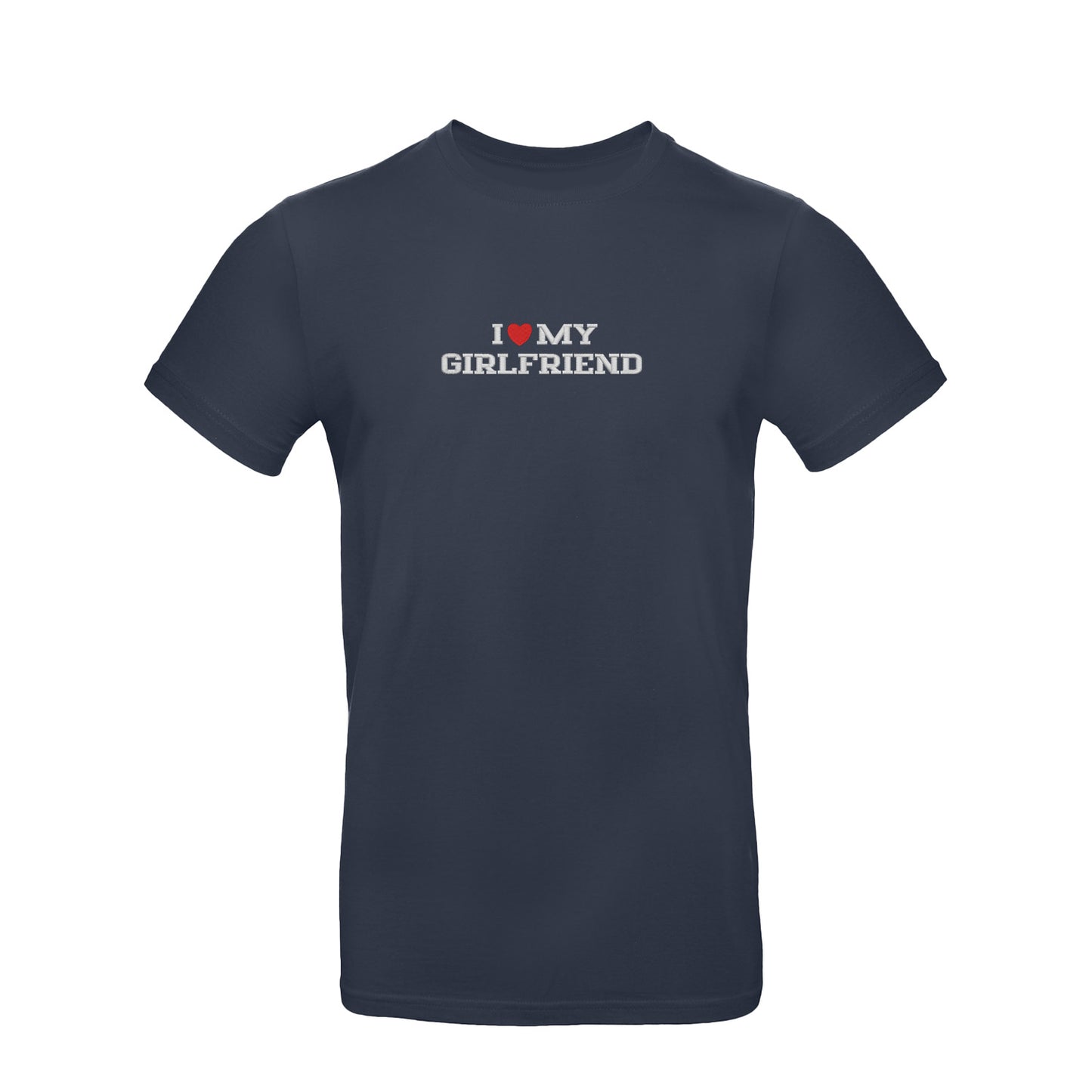 Koszulka I LOVE MY GIRLFRIEND z haftem – unisex, damska lub oversize Haft z radości - nadruki i haft na odzieży Warszawa