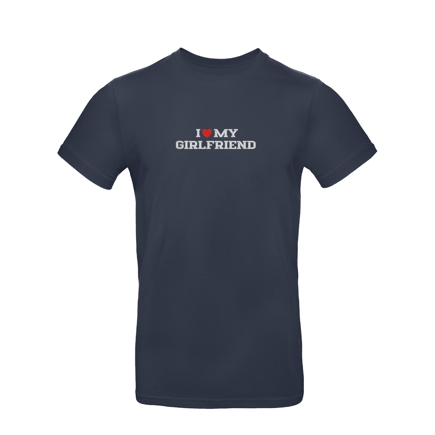 Koszulka I LOVE MY GIRLFRIEND z haftem – unisex, damska lub oversize Haft z radości - nadruki i haft na odzieży Warszawa