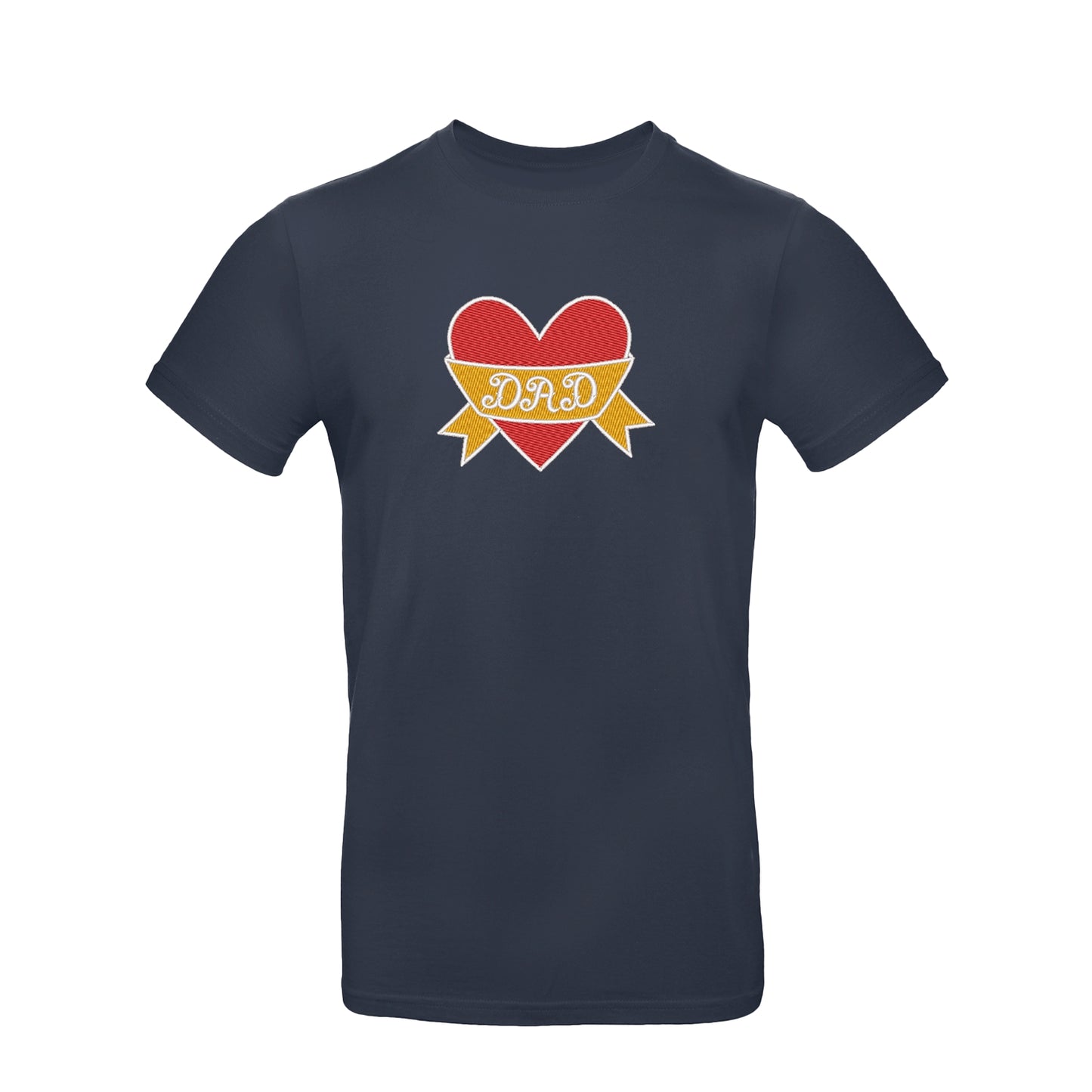 Koszulka unisex "Dad Heart Tattoo" z haftem – klasyczny wzór dla taty z charakterem