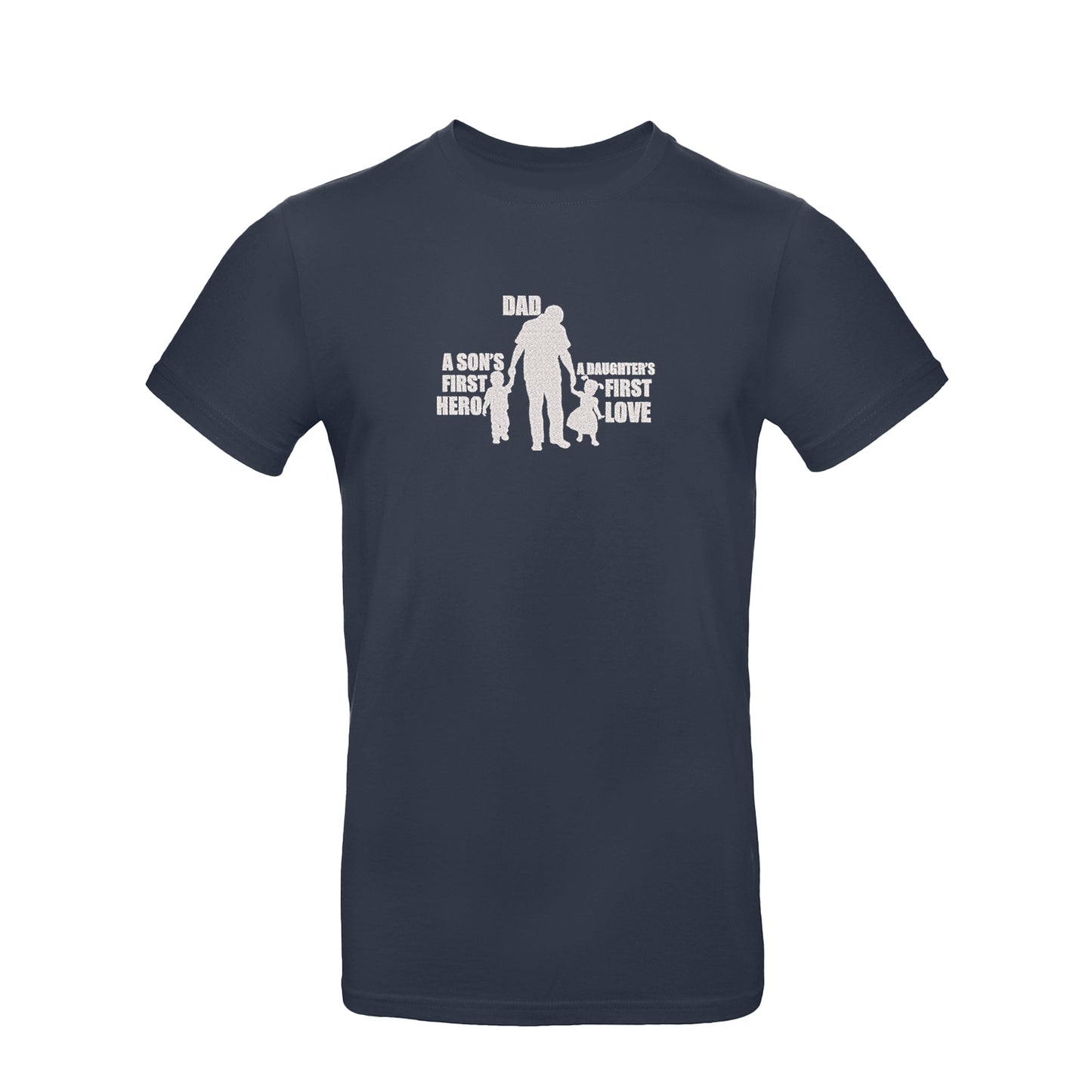 Koszulka unisex z haftem "Dad – A Son's First Hero, A Daughter's First Love"
