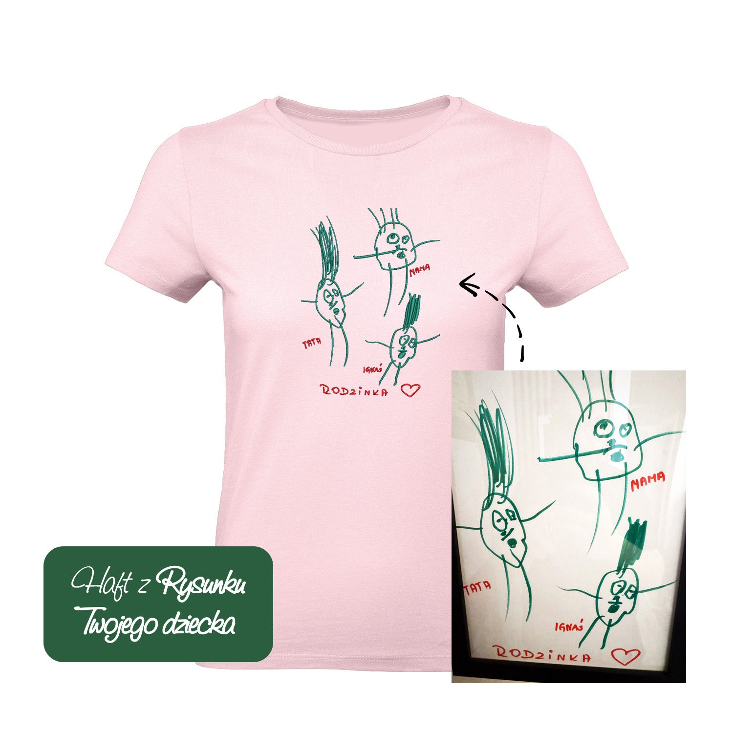 Koszulka z haftem z rysunku Twojego dziecka – personalizowana Haft z radości - nadruki i haft na odzieży Warszawa