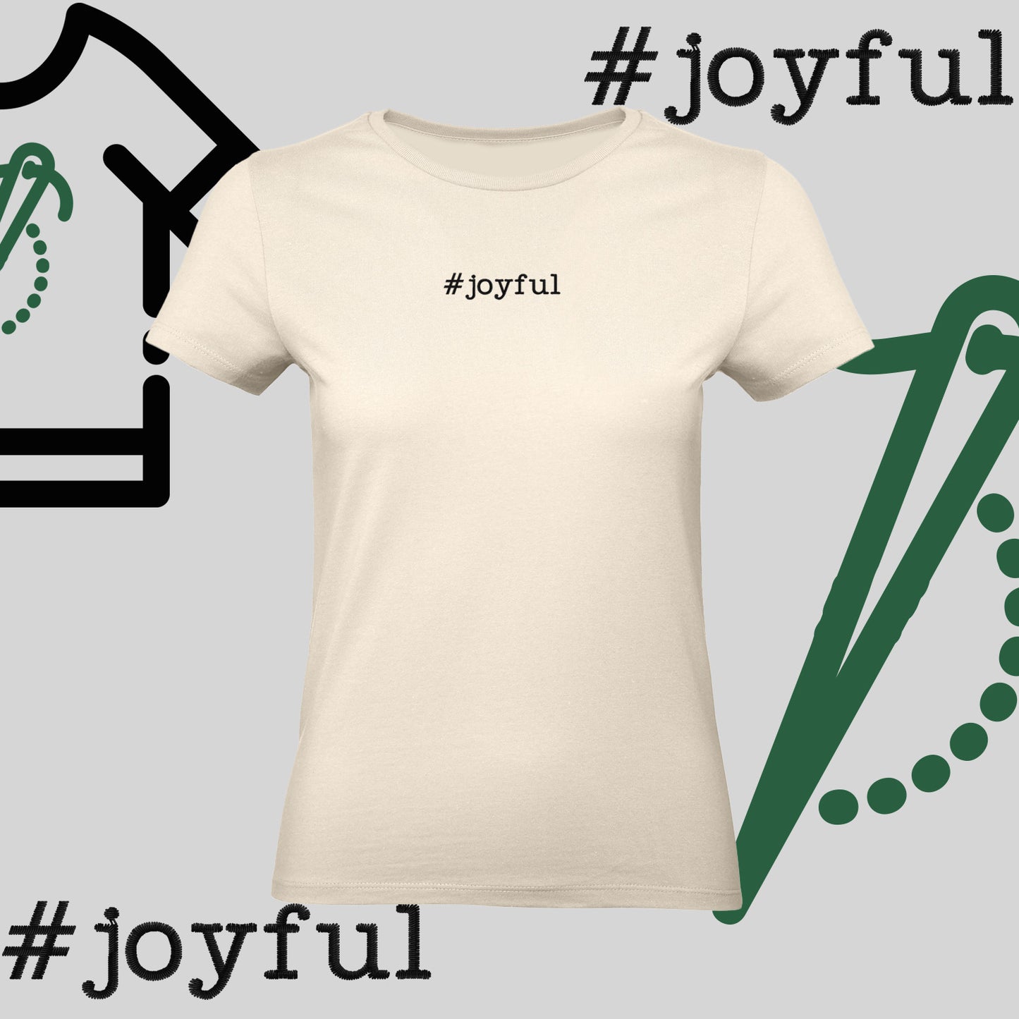 Koszulka damska "#joyful" – haft komputerowy, styl pełen radości