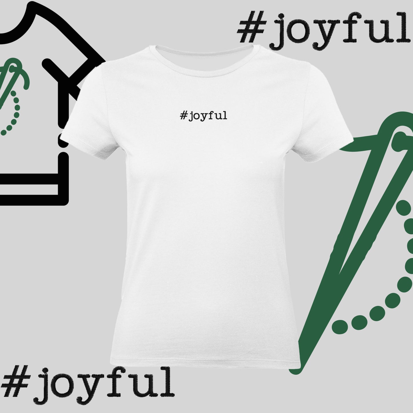 Koszulka damska "#joyful" – haft komputerowy, styl pełen radości