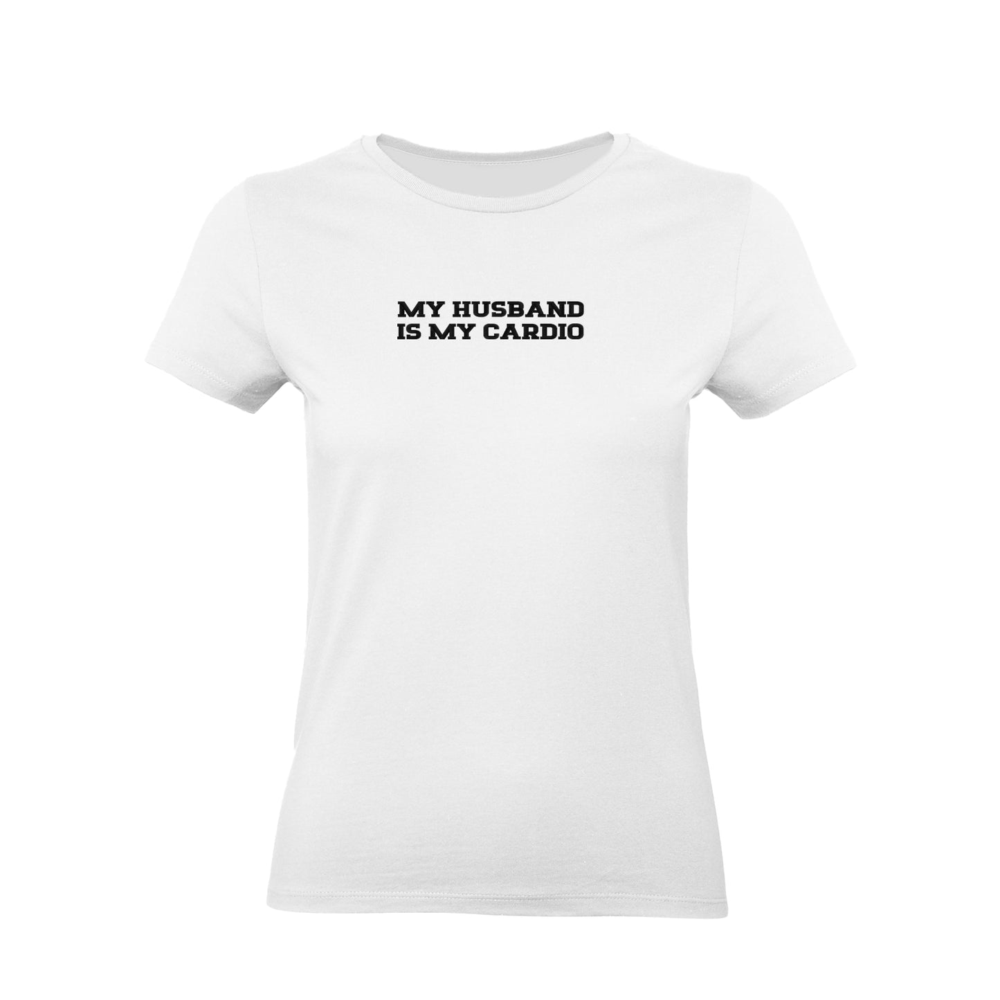 Koszulka damska z haftem „MY HUSBAND IS MY CARDIO"
