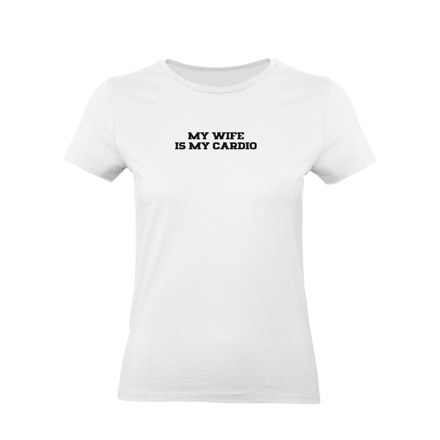 Koszulka damska z haftem „MY WIFE IS MY CARDIO"