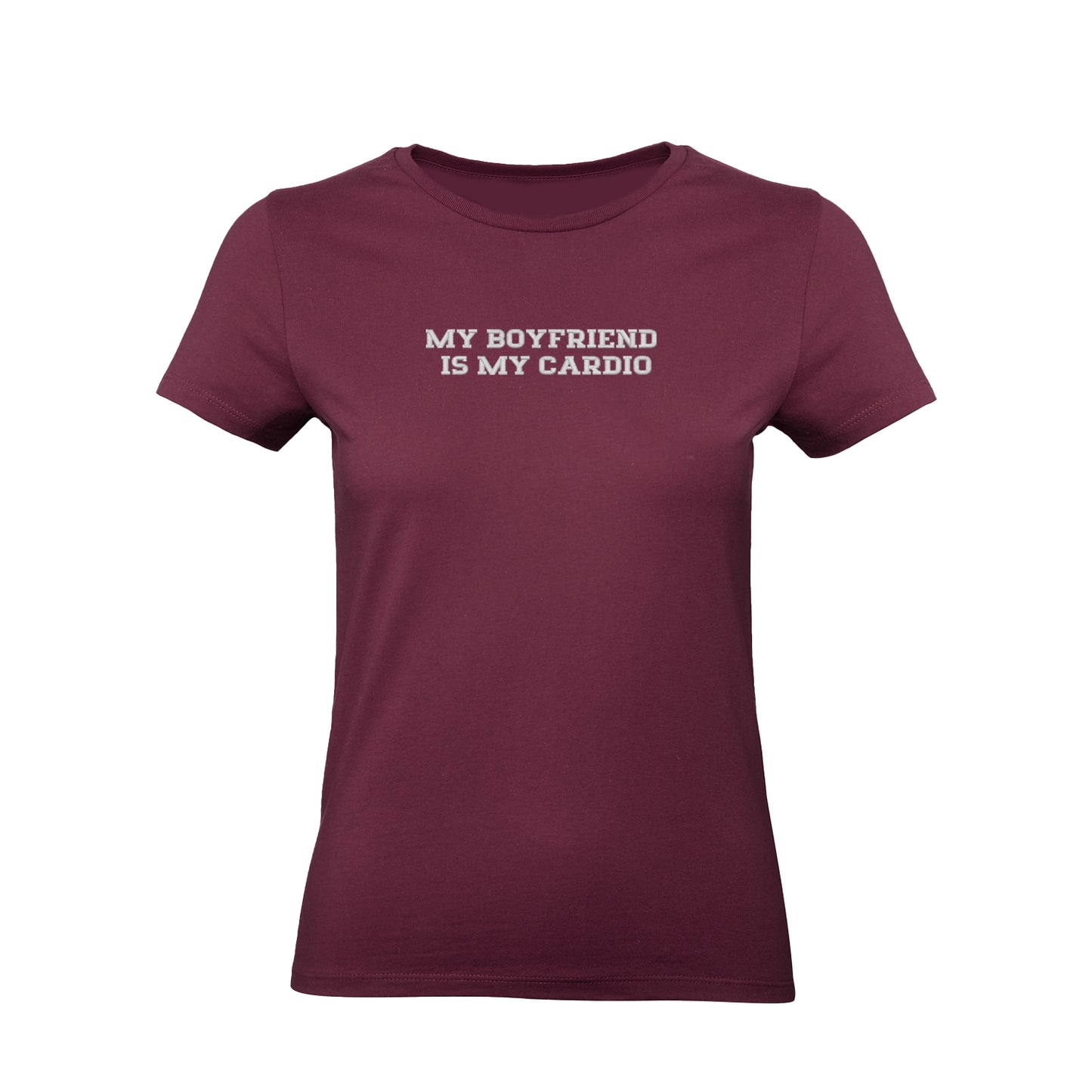 Koszulka damska z haftem „My boyfriend is my cardio"